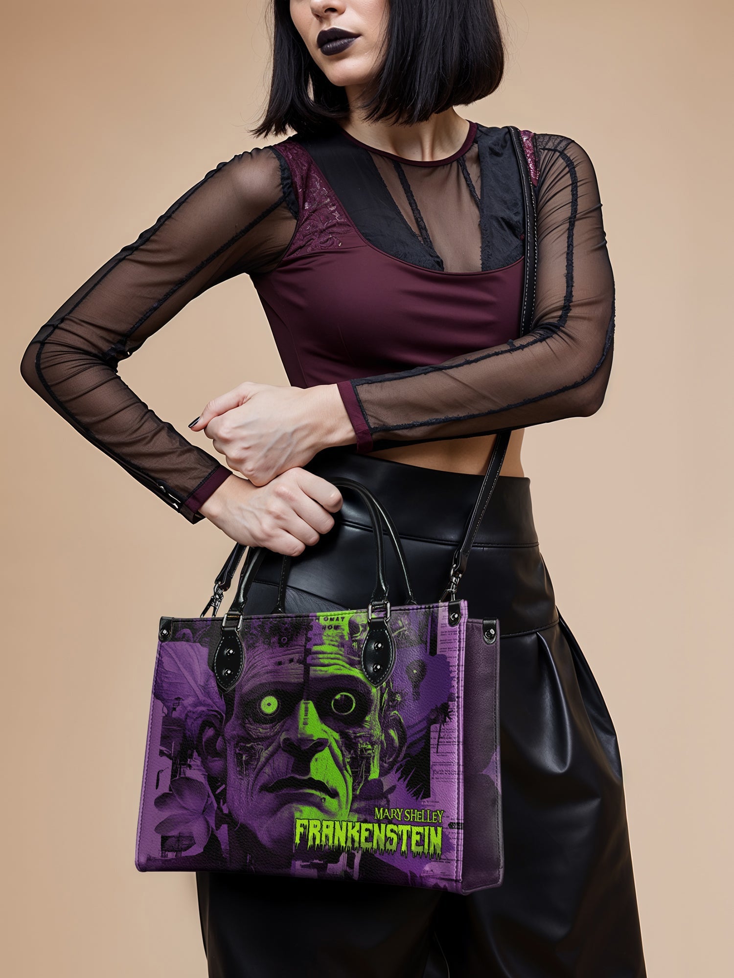 "Frankenstein" Lablight Violet - Purple Interior - Leather Handbag
