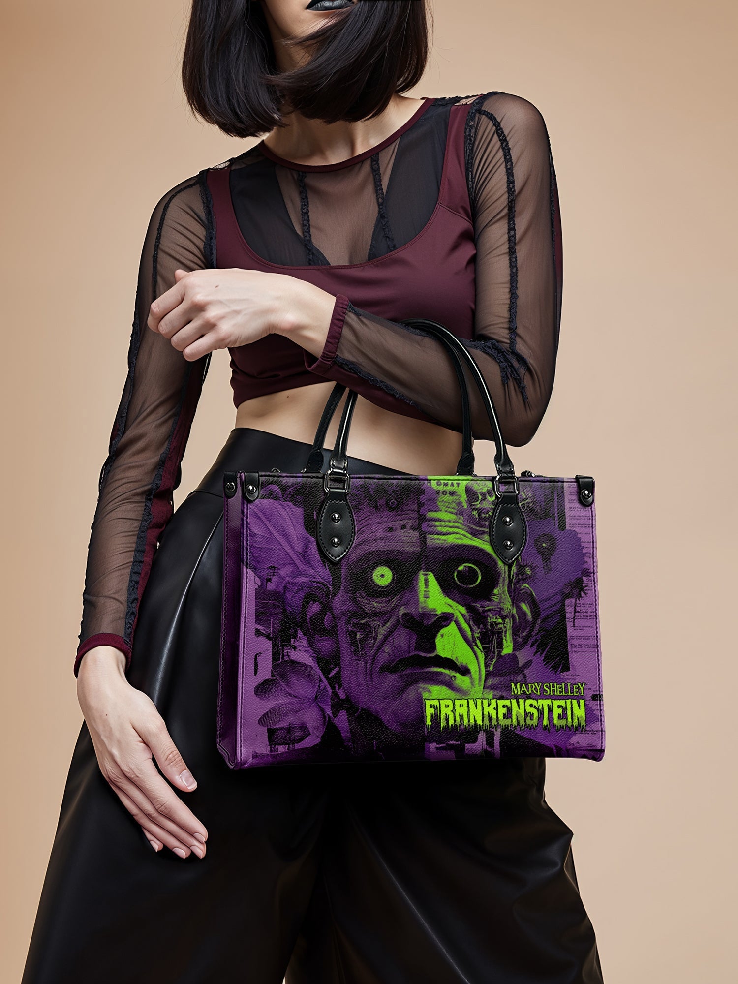 "Frankenstein" Lablight Violet - Purple Interior - Leather Handbag
