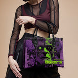 "Frankenstein" Lablight Violet - Black Interior - Leather Handbag Matching Set - CLEAROUT