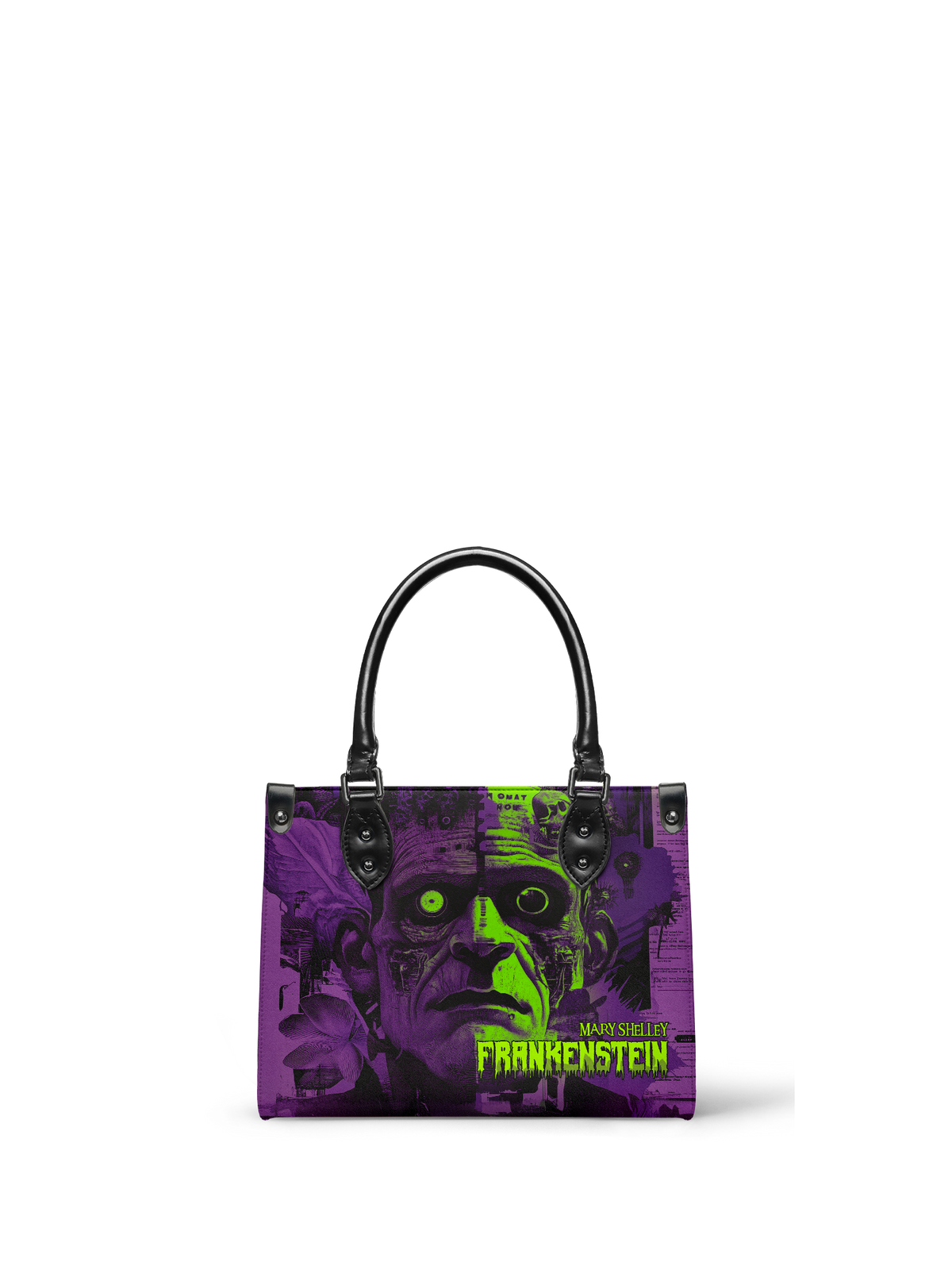 "Frankenstein" Lablight Violet - Black Interior - Small Leather Handbag - FALL CLEARANCE DEAL