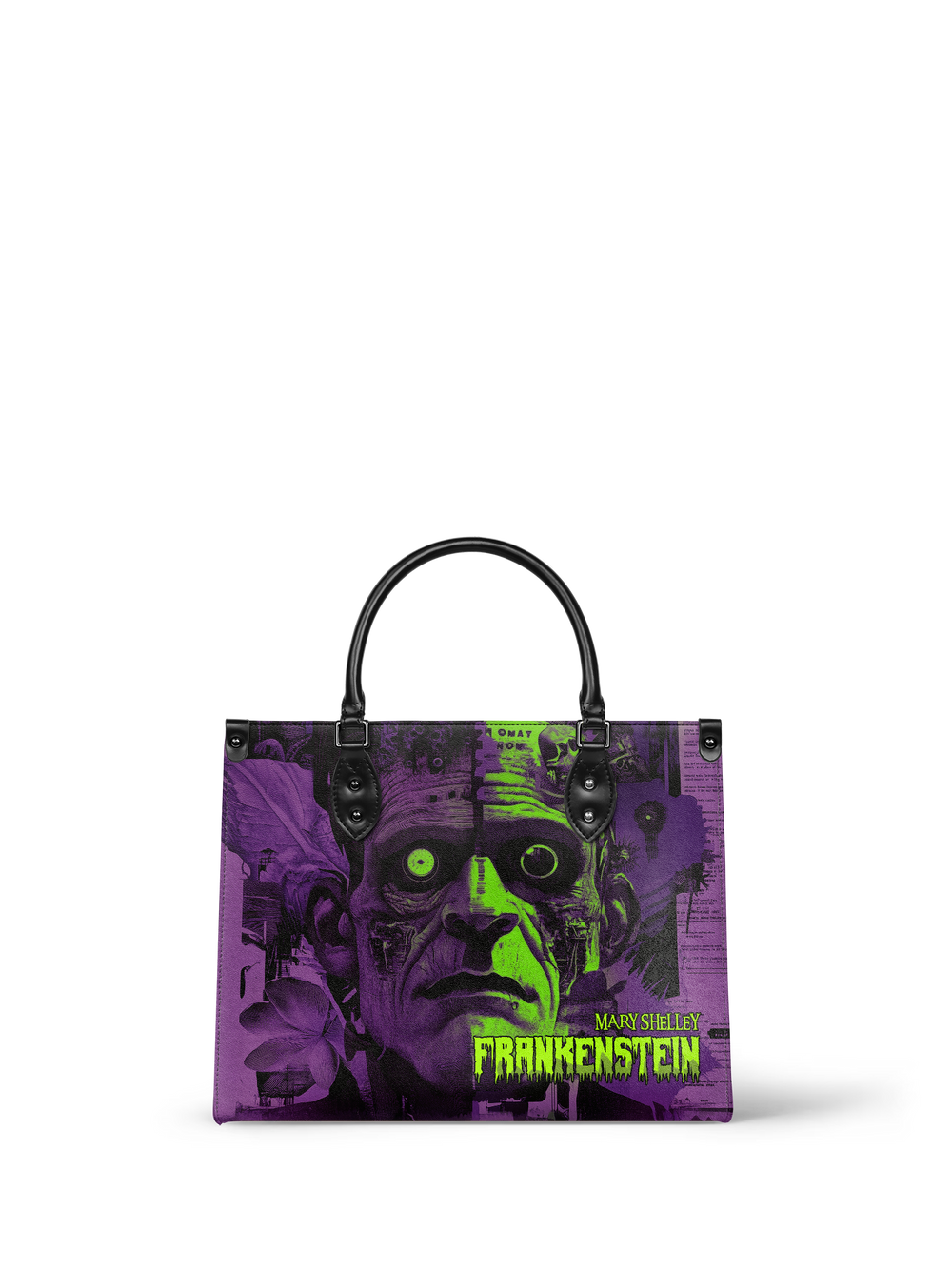 "Frankenstein" Lablight Violet - Black Interior - Leather Handbag - Special Deal