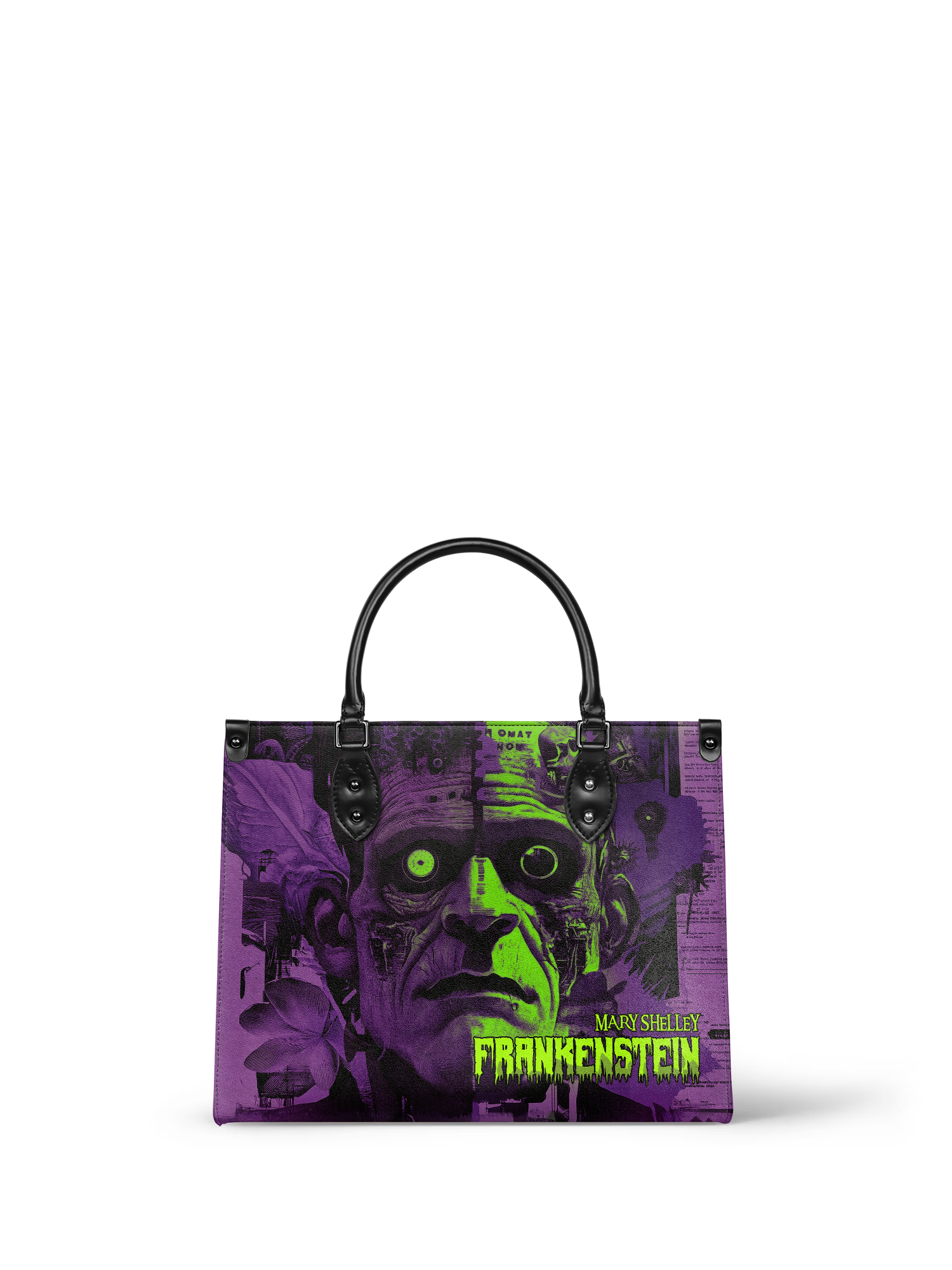 "Frankenstein" Lablight Violet - Black Interior - Leather Handbag - Special Deal