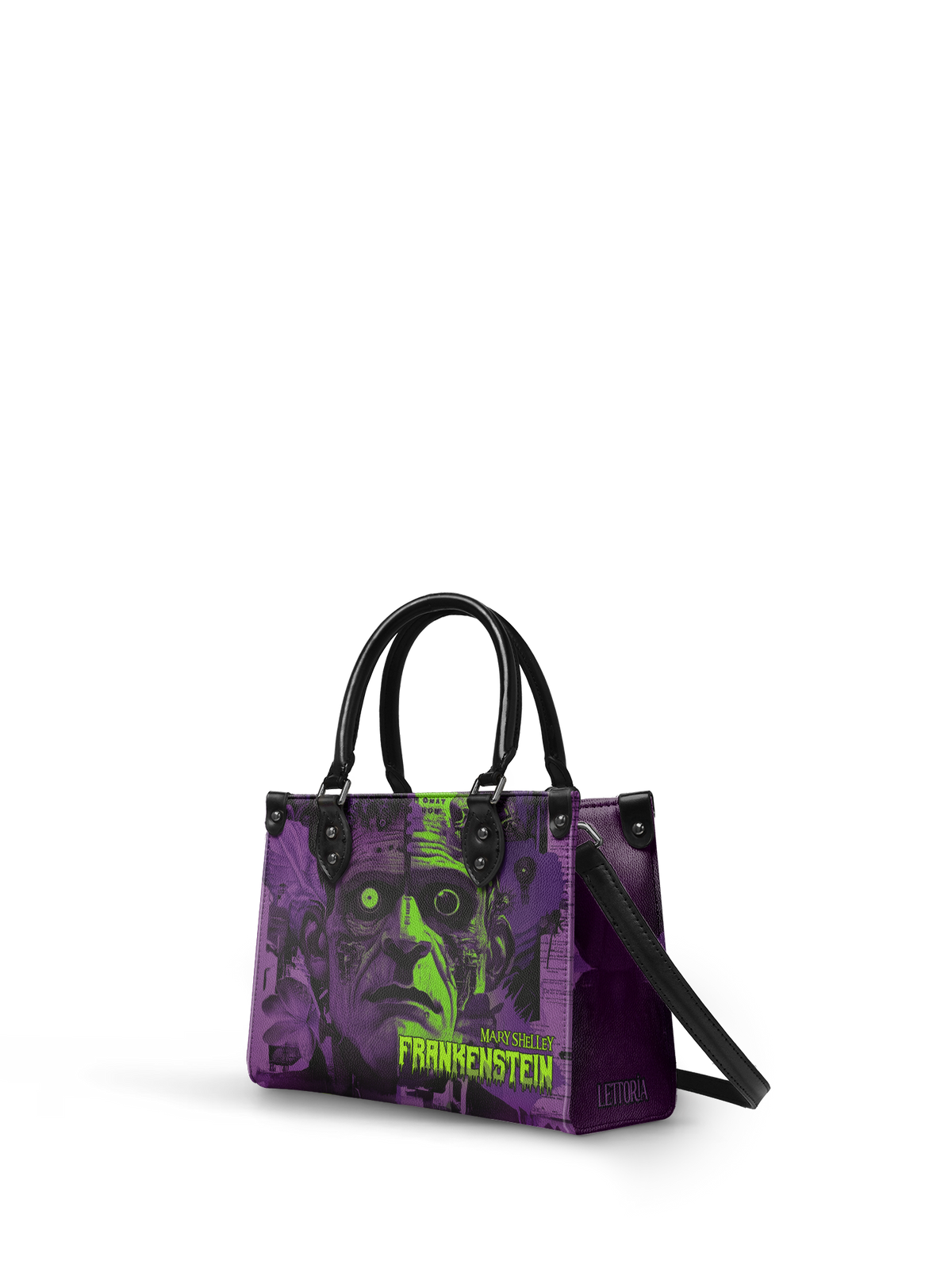 "Frankenstein" Lablight Violet - Black Interior - Small Leather Handbag - FALL CLEARANCE DEAL