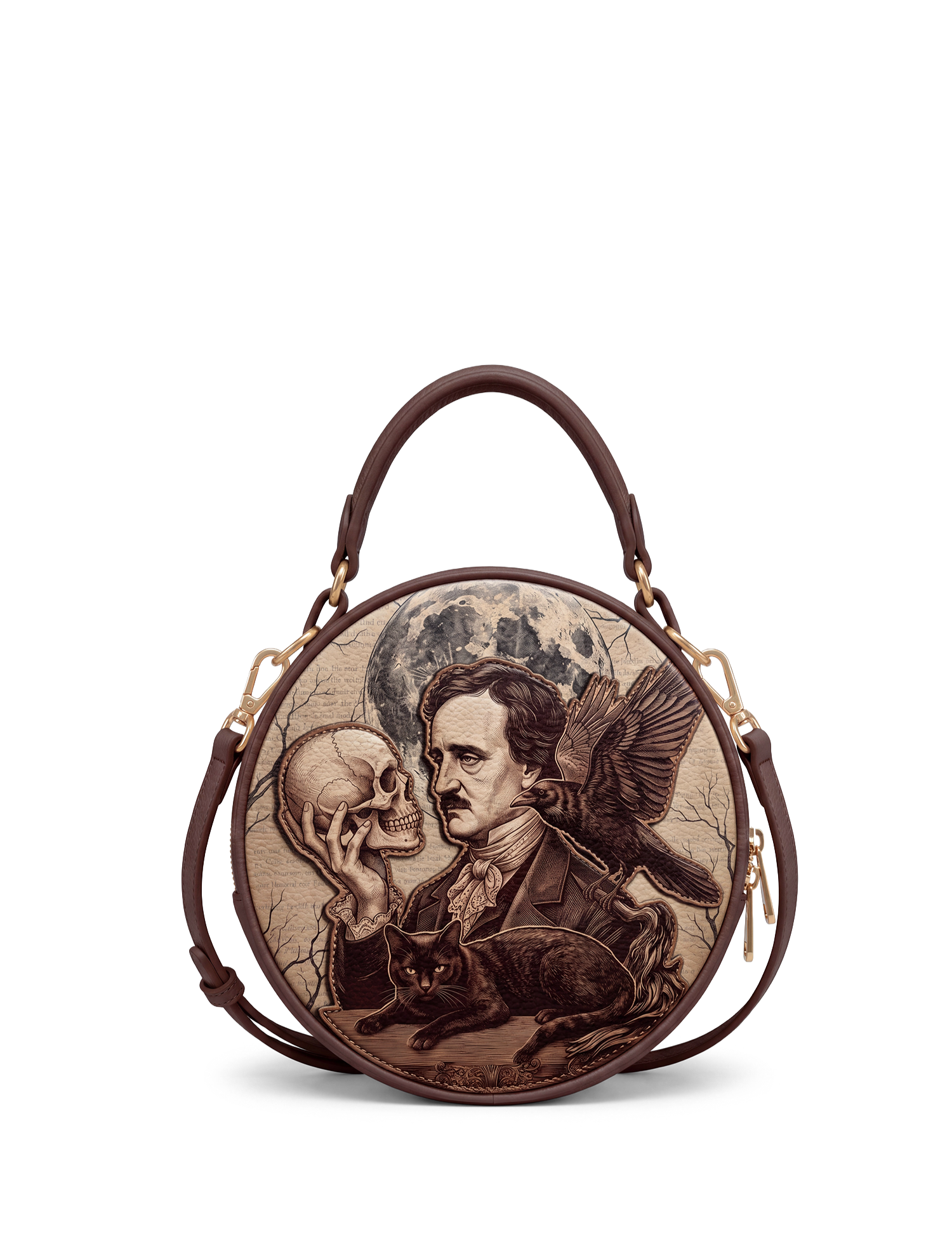 “Quoth The Raven” Applique Circle Crossbody Bag