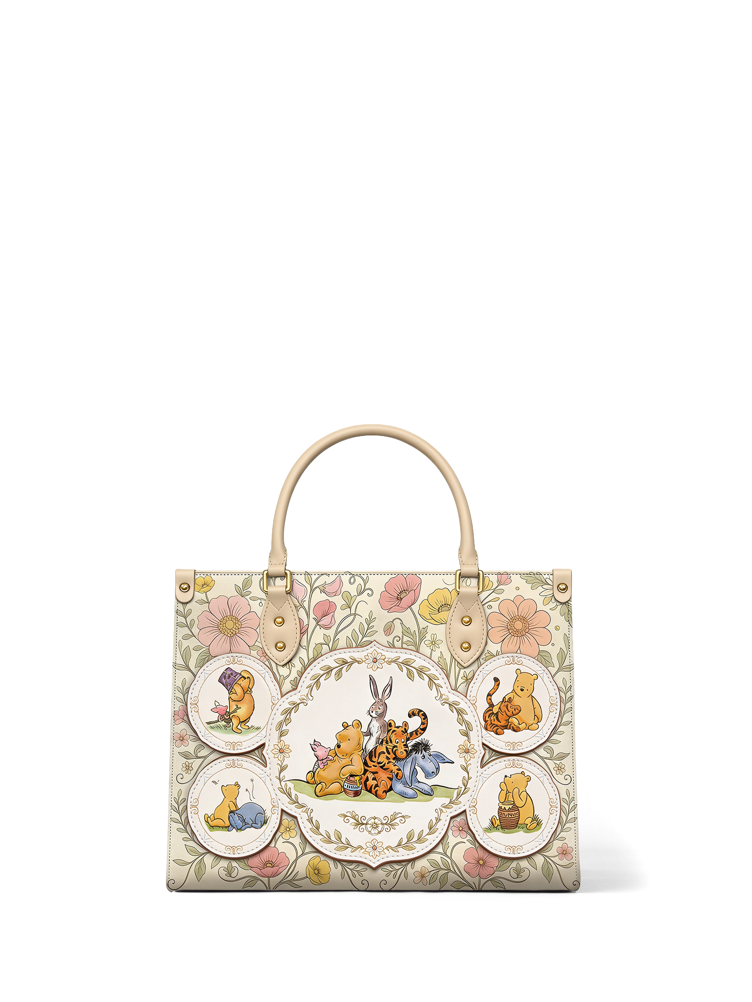“Silly Old Bear” Applique Leather Handbag