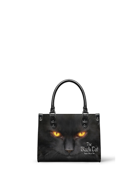 "The Black Cat" - Black Interior - Small Leather Handbag