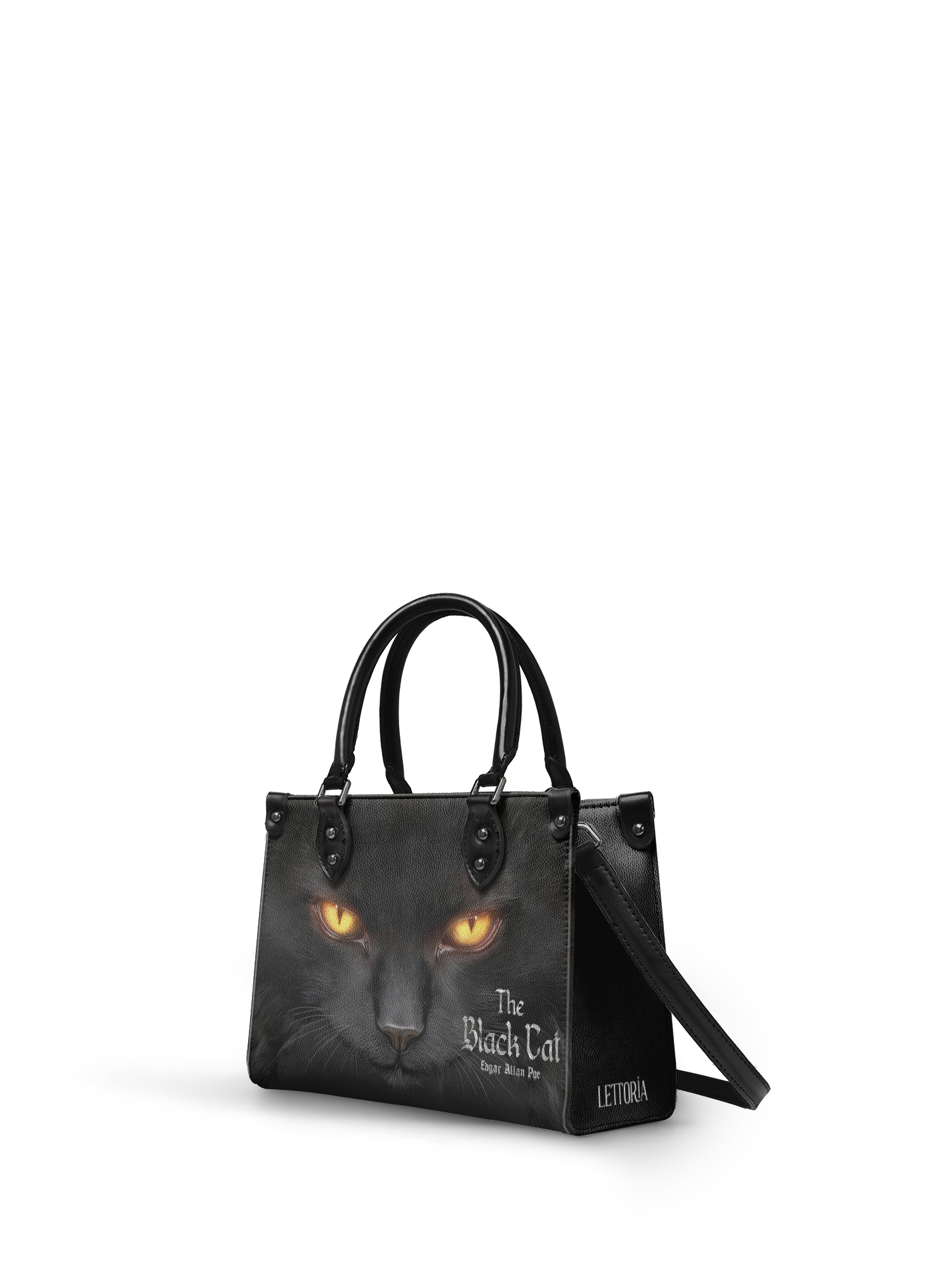 "The Black Cat" - Black Interior - Small Leather Handbag