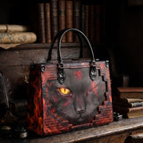 "The Black Cat" Hellfire Red Applique Leather Handbag Pre-order