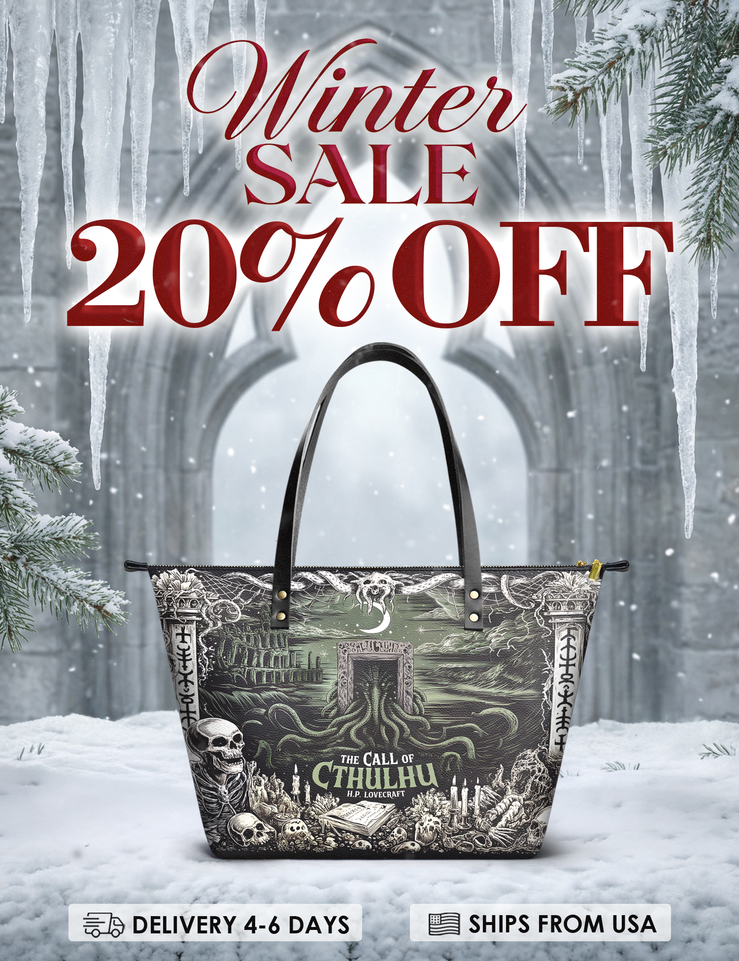 "The Call Of Cthulhu" Leather Tote Bag Deal