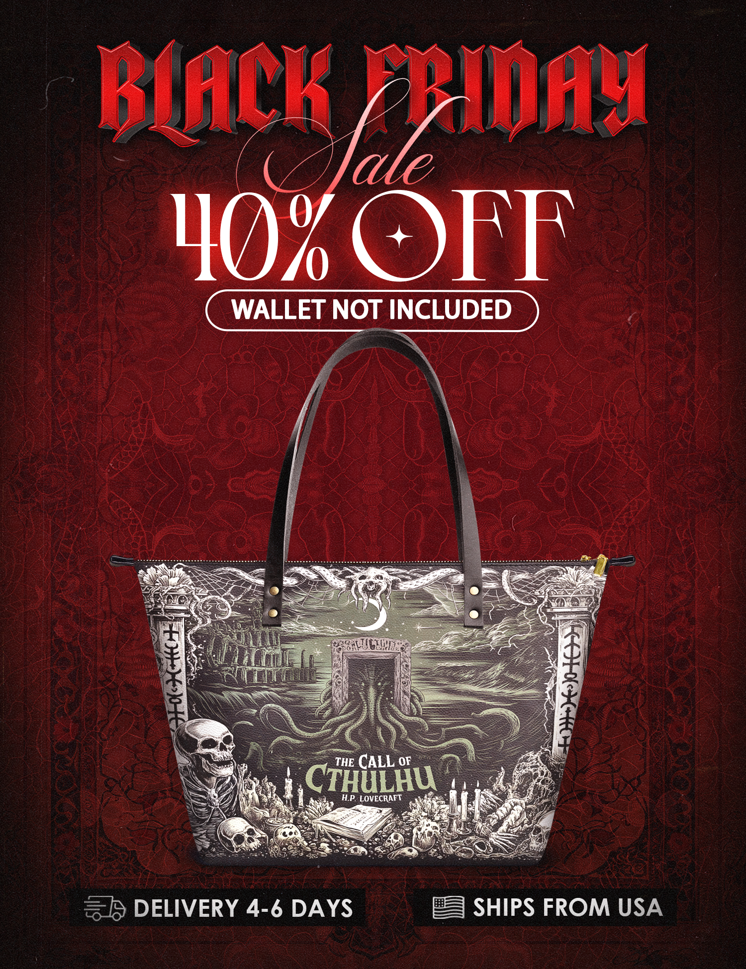 "The Call Of Cthulhu" Leather Tote Bag Deal