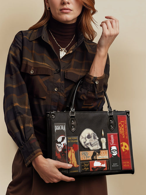 "The Codex of Gothic Tales" Deadlight Black - Red Interior - Leather Handbag