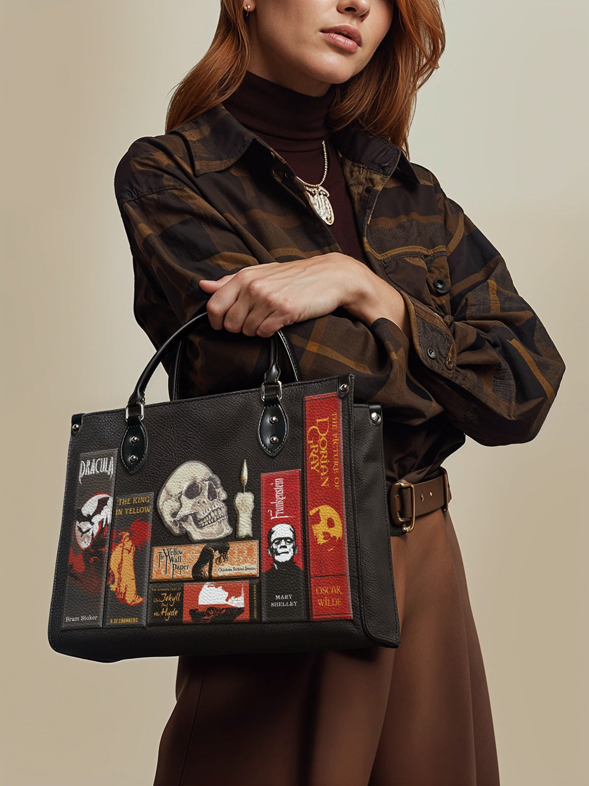 "The Codex of Gothic Tales" Deadlight Black - Black Interior - Leather Handbag - FALL DEAL