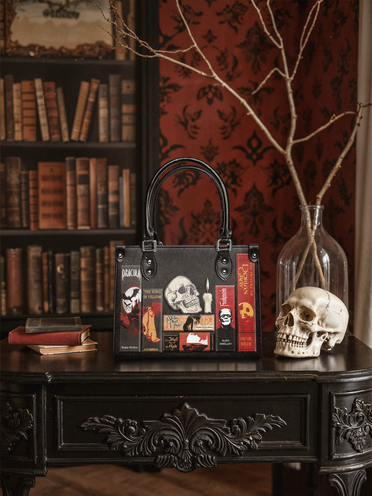 "The Codex of Gothic Tales" Deadlight Black - Black Interior - Small Leather Handbag - FALL CLEARANCE DEAL