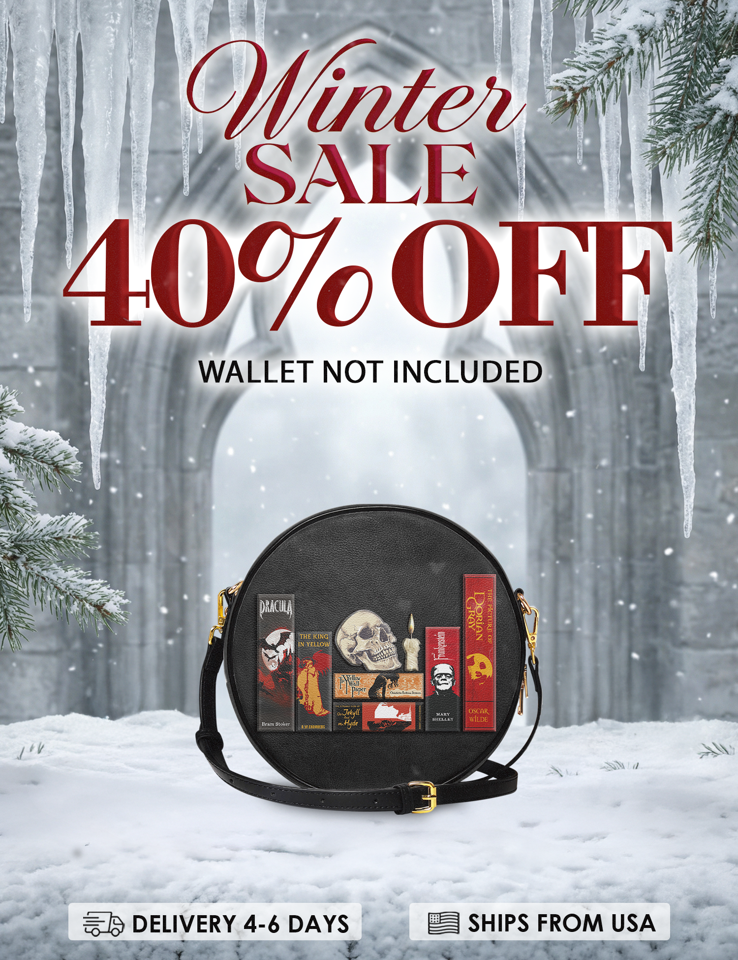 "The Codex of Gothic Tales" Deadlight Black Circle Crossbody Bag Deal