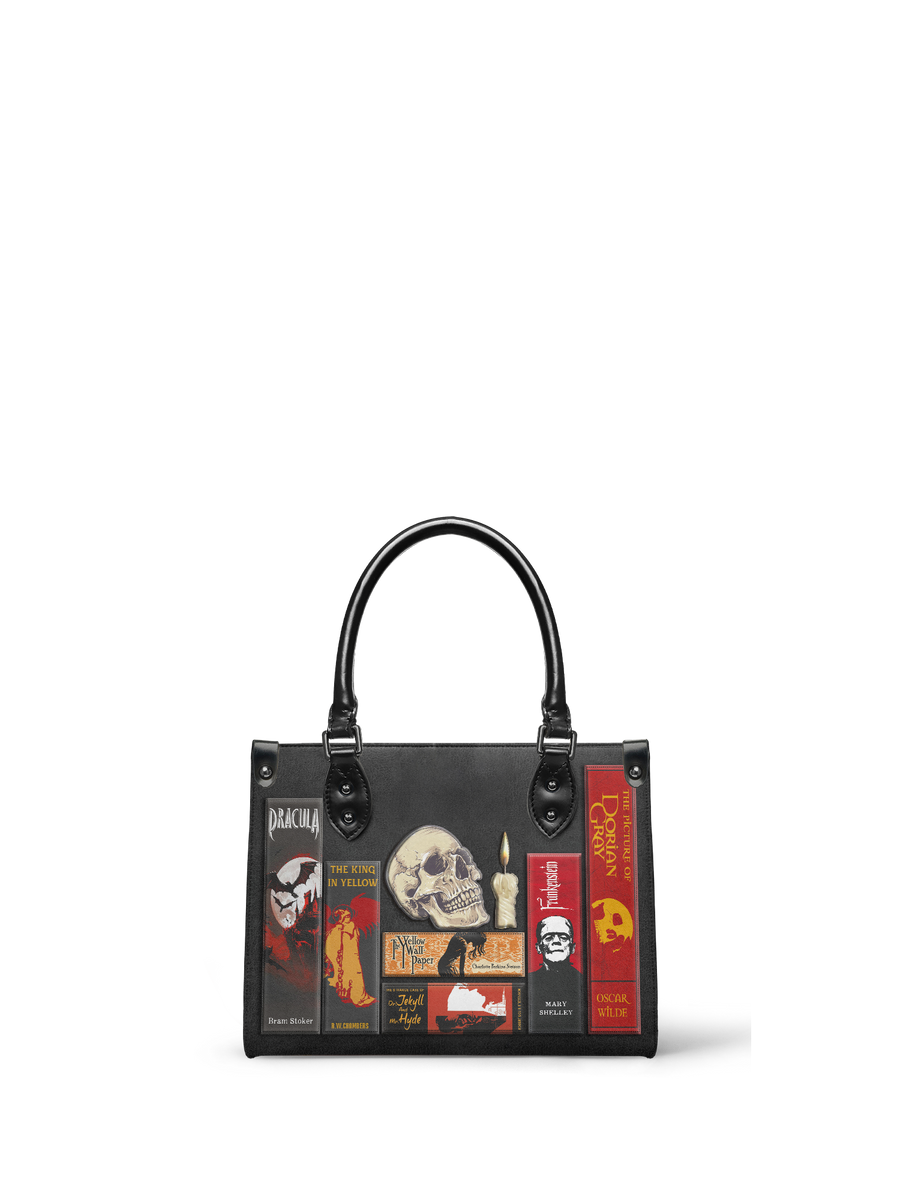 "The Codex of Gothic Tales" Deadlight Black - Black Interior - Small Leather Handbag