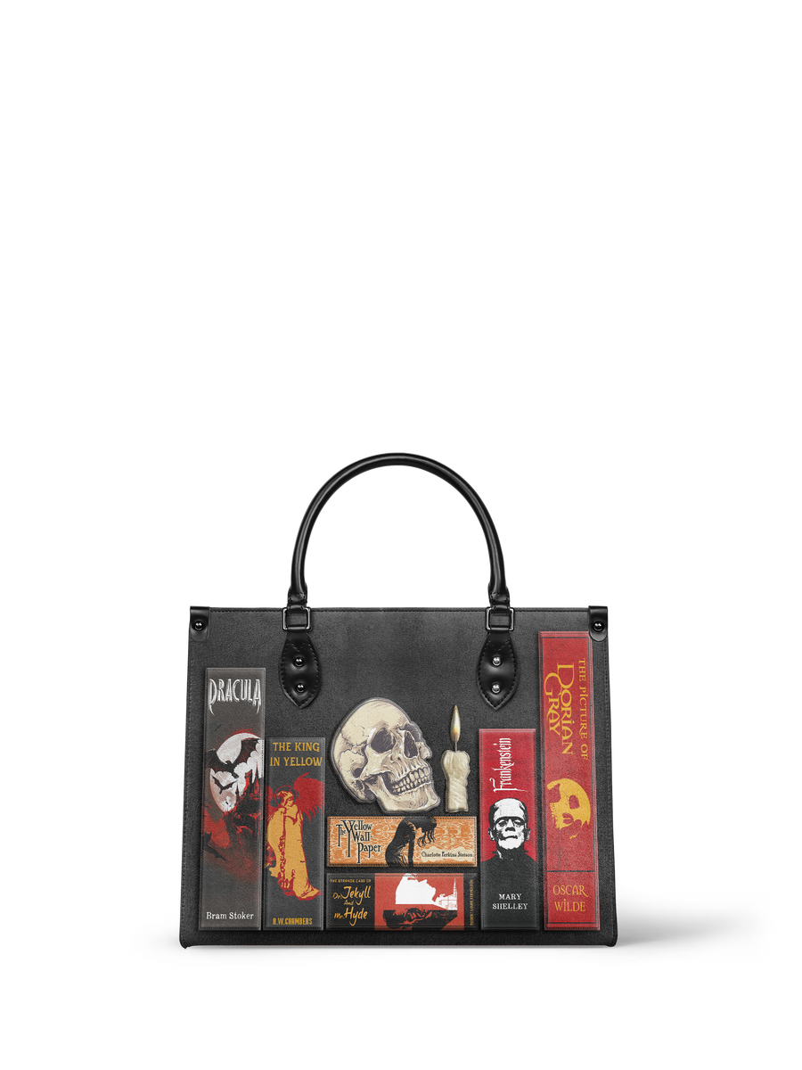 "The Codex of Gothic Tales" Deadlight Black - Red Interior - Leather Handbag