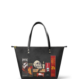 "The Codex of Gothic Tales" Deadlight Black Leather Tote Bag