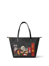 "The Codex of Gothic Tales" Deadlight Black Leather Tote Bag