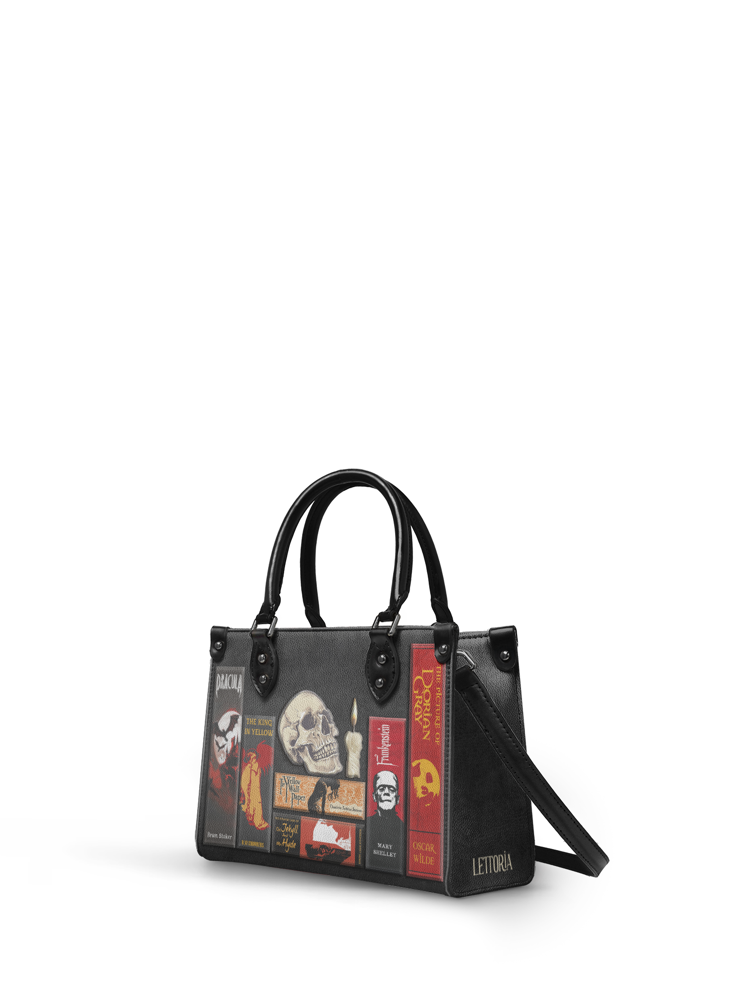 "The Codex of Gothic Tales" Deadlight Black - Black Interior - Small Leather Handbag