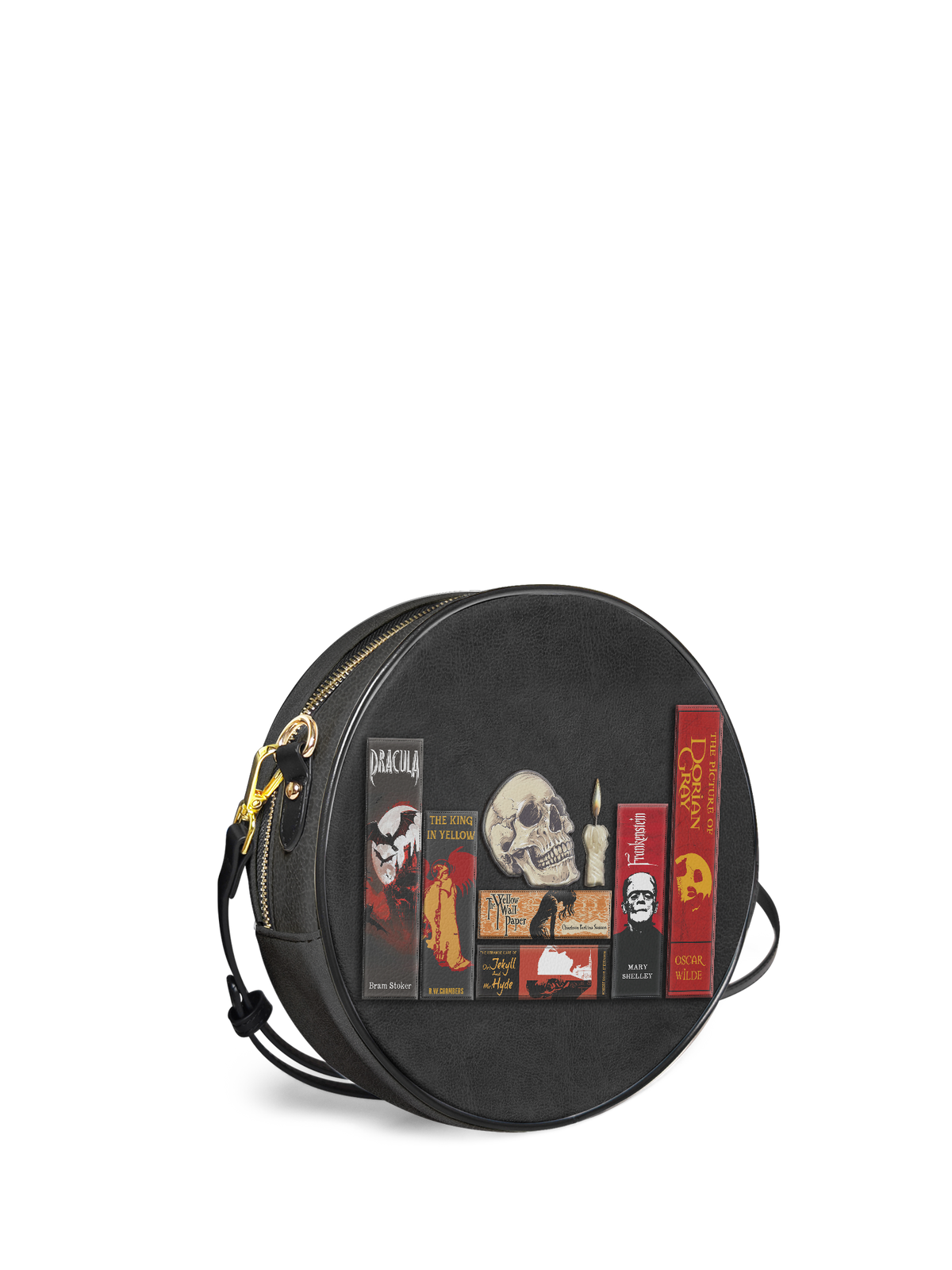 "The Codex of Gothic Tales" Deadlight Black Circle Crossbody Bag - NEVERMORE DEAL