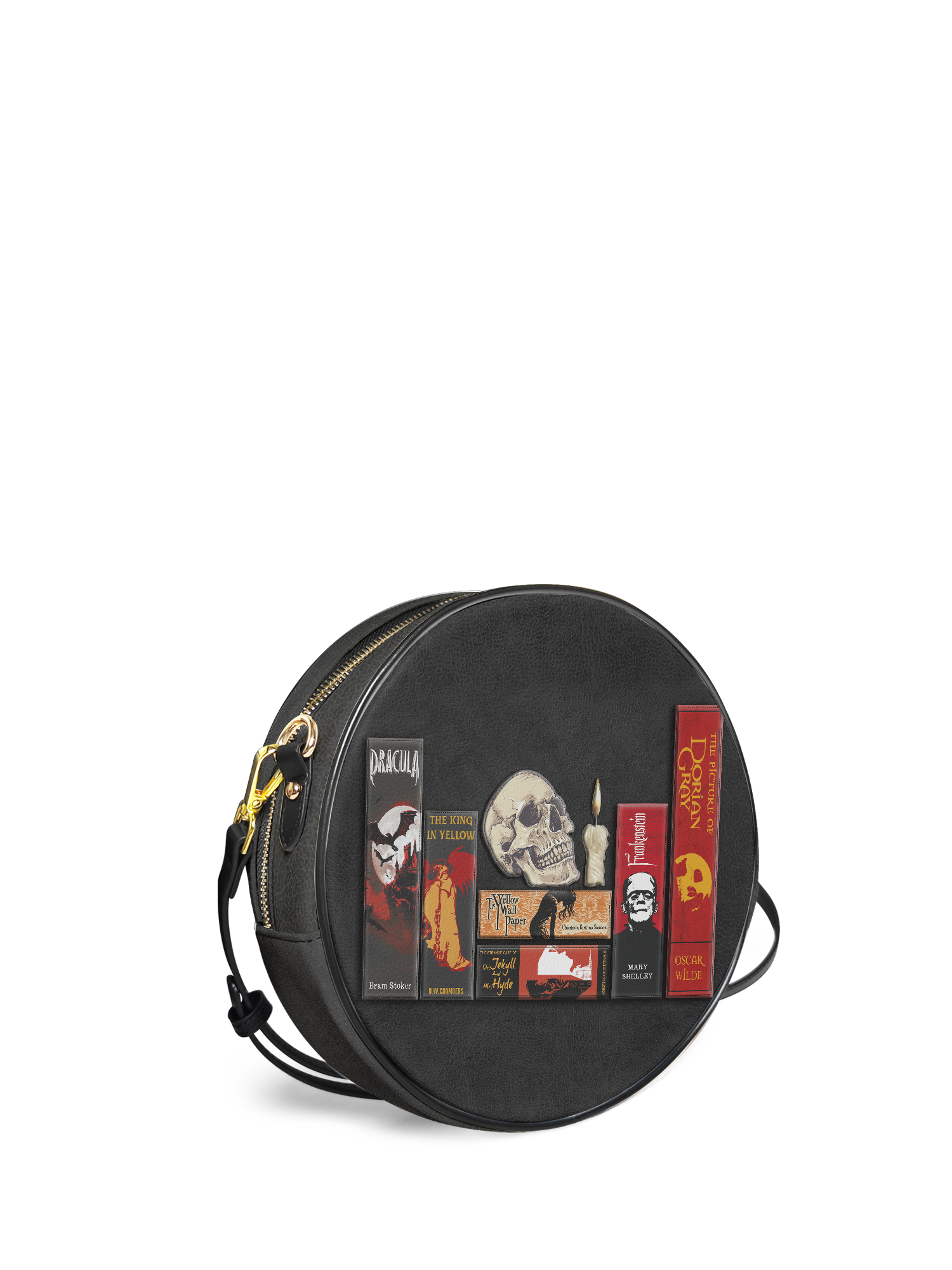 "The Codex of Gothic Tales" Deadlight Black Circle Crossbody Bag