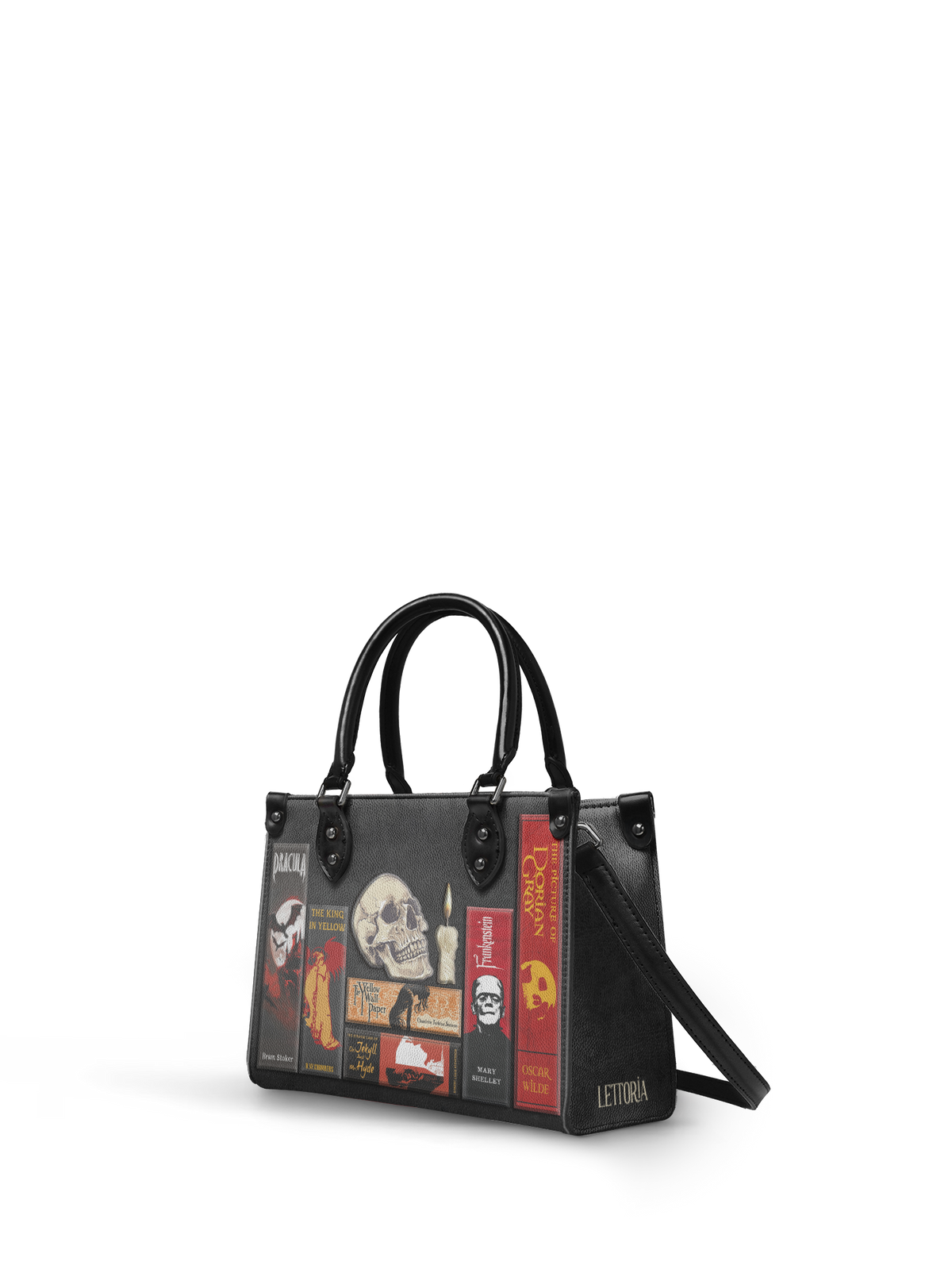 "The Codex of Gothic Tales" Deadlight Black - Black Interior - Small Leather Handbag - FALL CLEARANCE DEAL