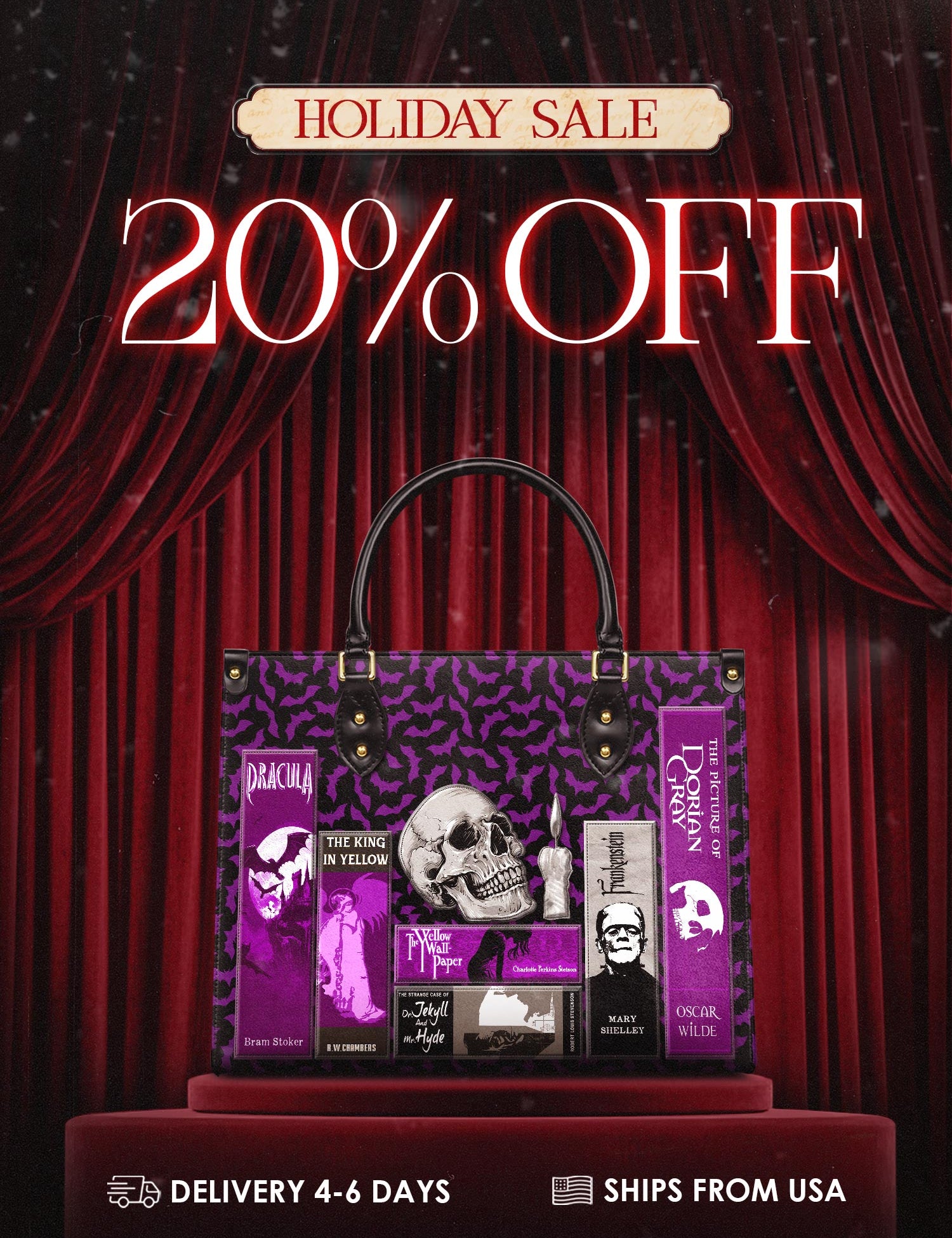 "The Codex of Gothic Tales" Violet Echo Leather Handbag Deal