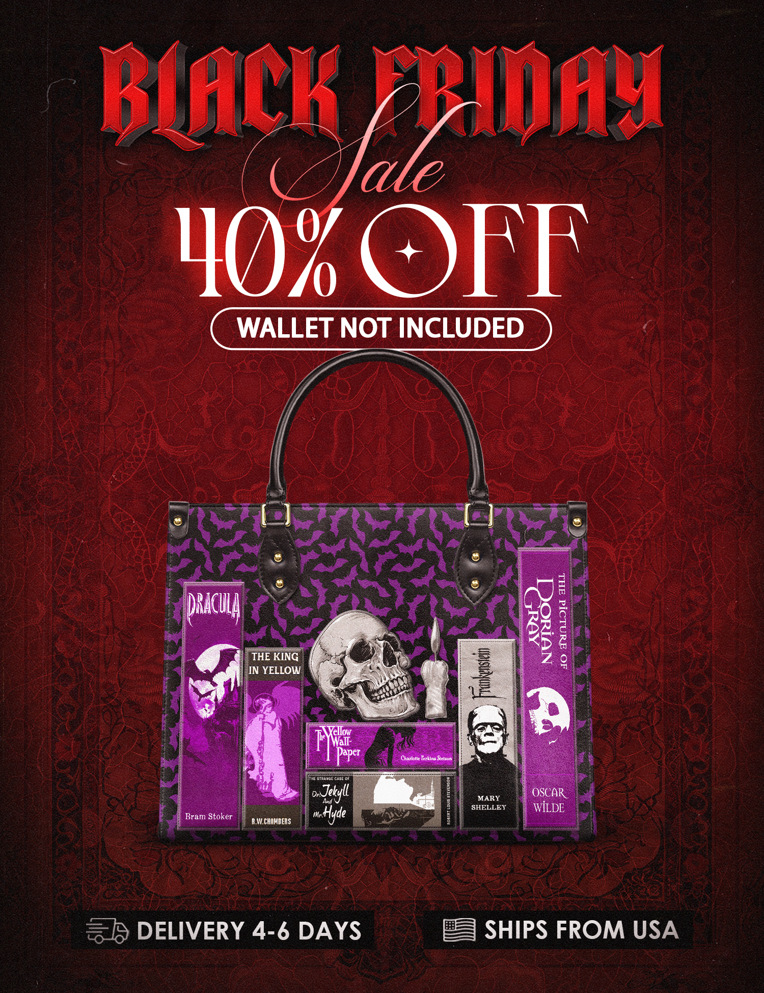"The Codex of Gothic Tales" Violet Echo Leather Handbag Deal