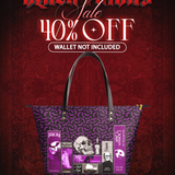 "The Codex of Gothic Tales" Violet Echo Leather Tote Bag Deal