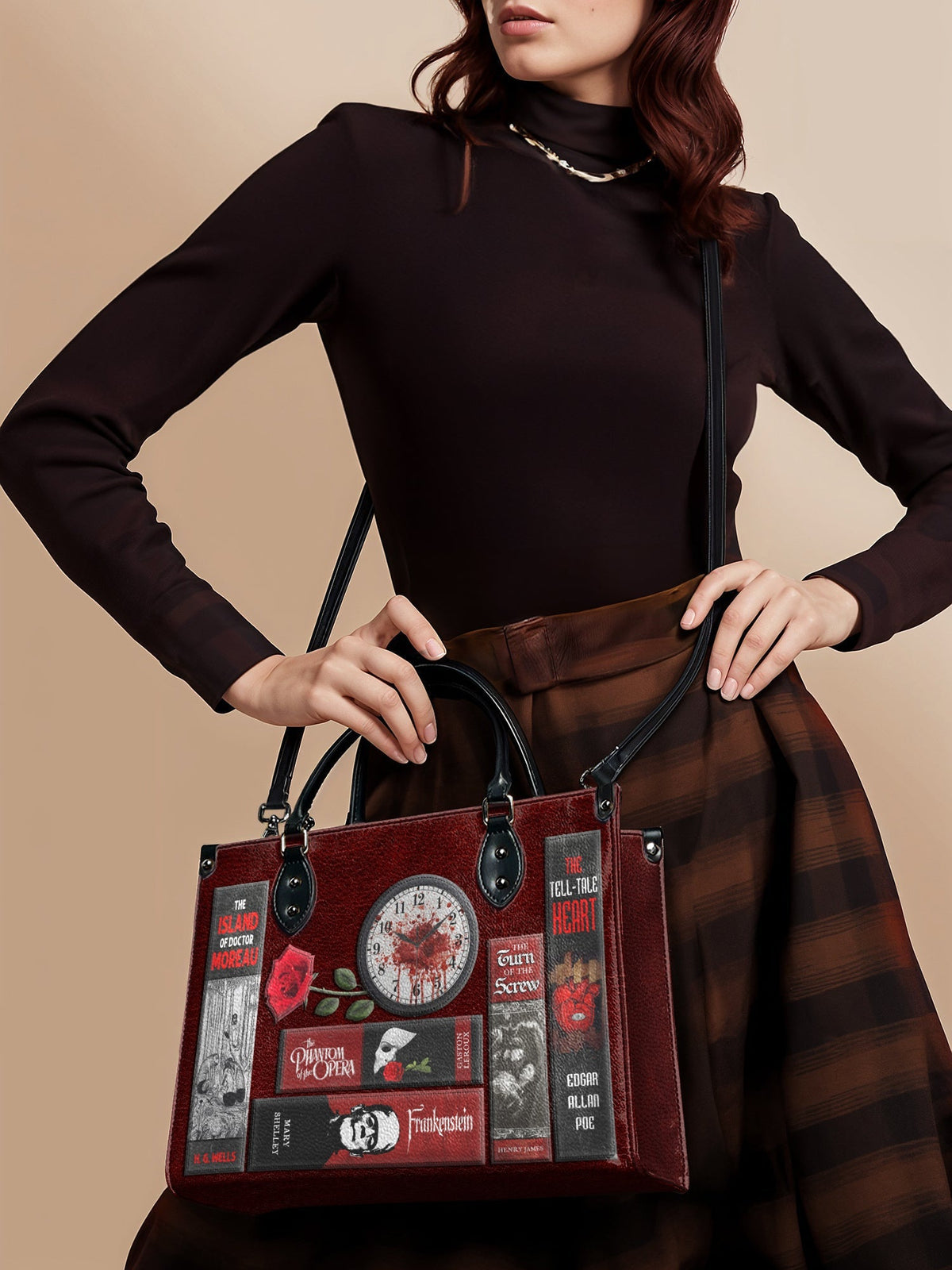 "The Crimson Codex" - Black Interior - Leather Handbag - FALL DEAL