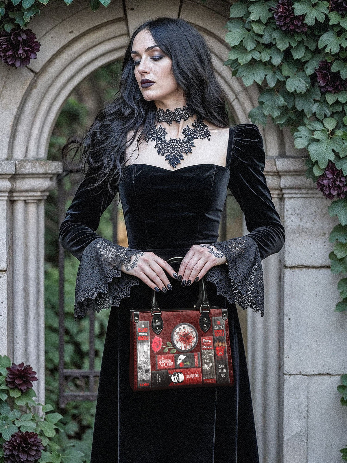 "The Crimson Codex" - Black Interior - Small Leather Handbag - FALL CLEARANCE DEAL