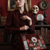 "The Crimson Codex" - Black Interior - Leather Handbag Matching Set - CLEAROUT