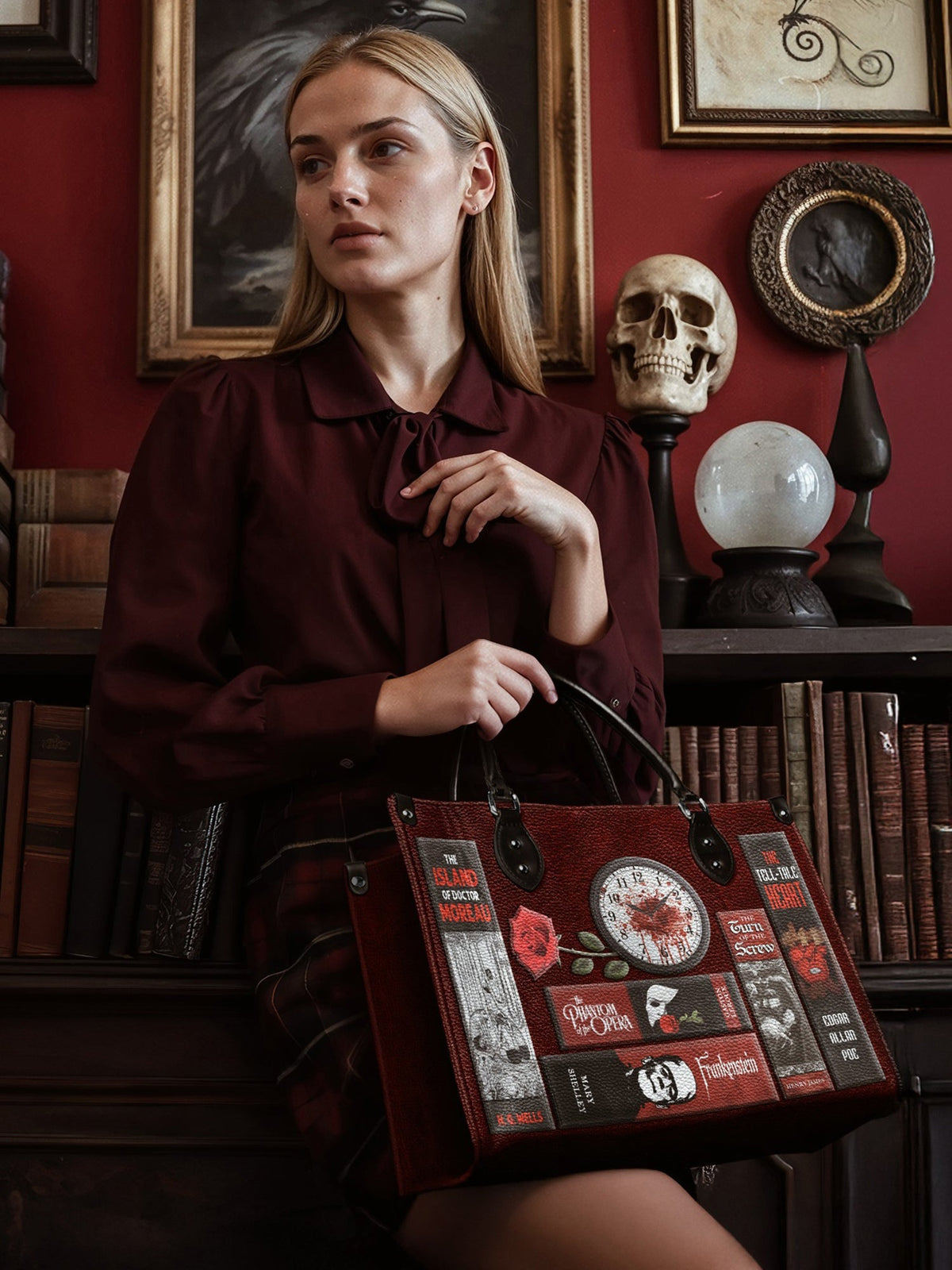 "The Crimson Codex" - Black Interior - Leather Handbag - FALL DEAL
