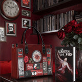 "The Crimson Codex" - Black Interior - Leather Handbag Matching Set - CLEAROUT