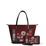 "The Crimson Codex" Leather Tote Bag Matching Set - CLEAROUT