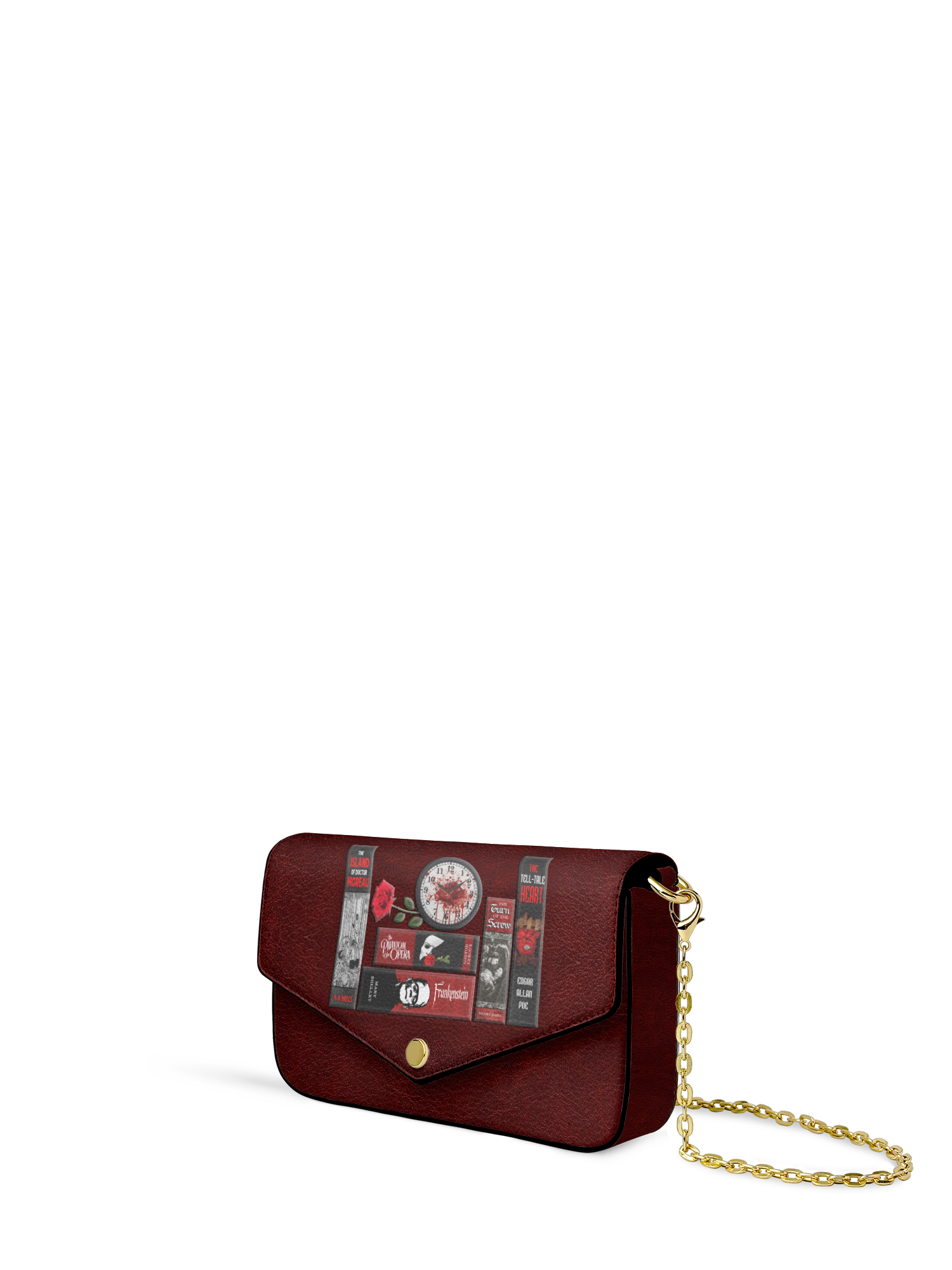"The Crimson Codex" Envelope Chain Crossbody Bag