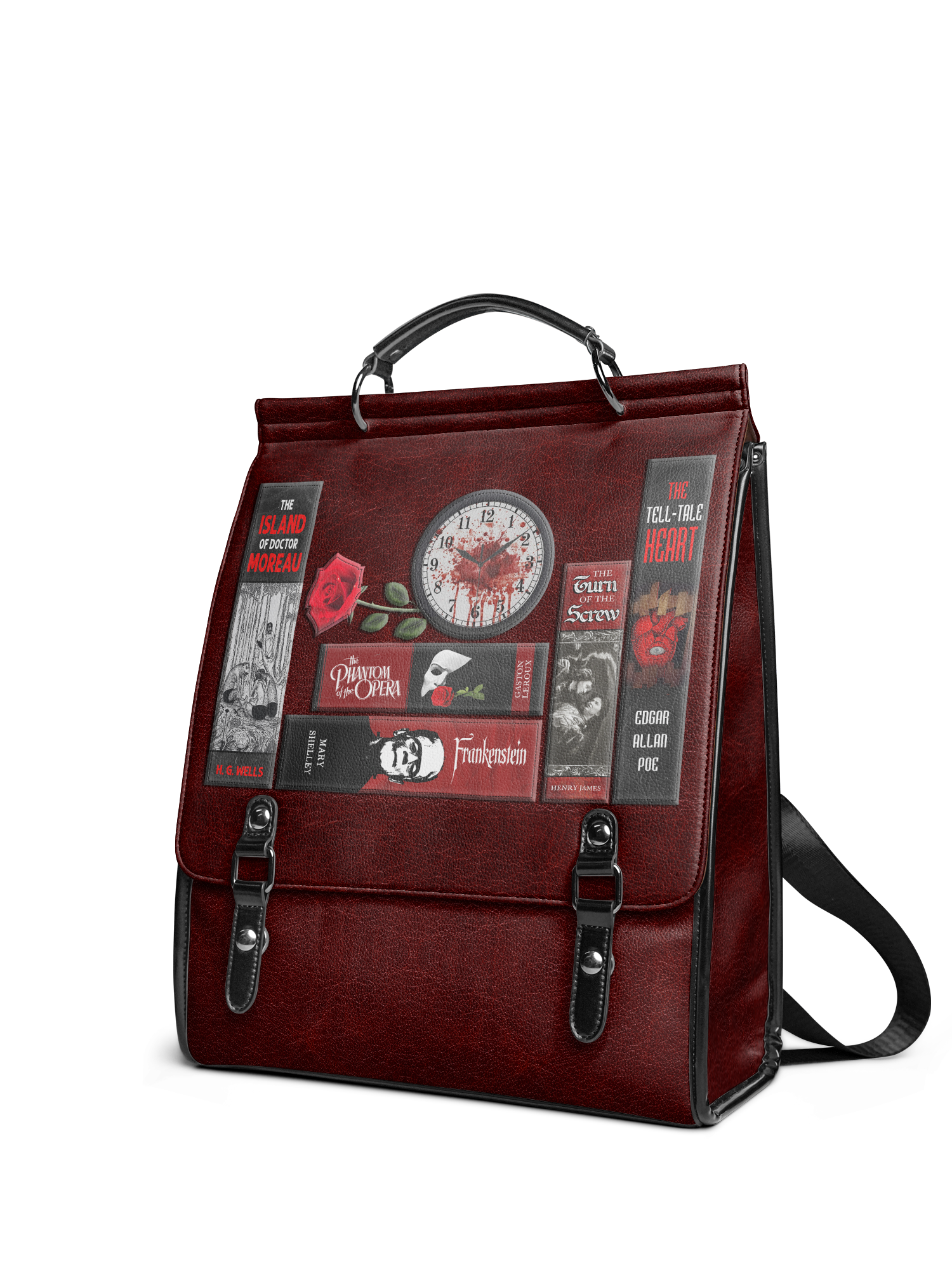 ce certification leather backpack "The Crimson Codex" Leather Backpack