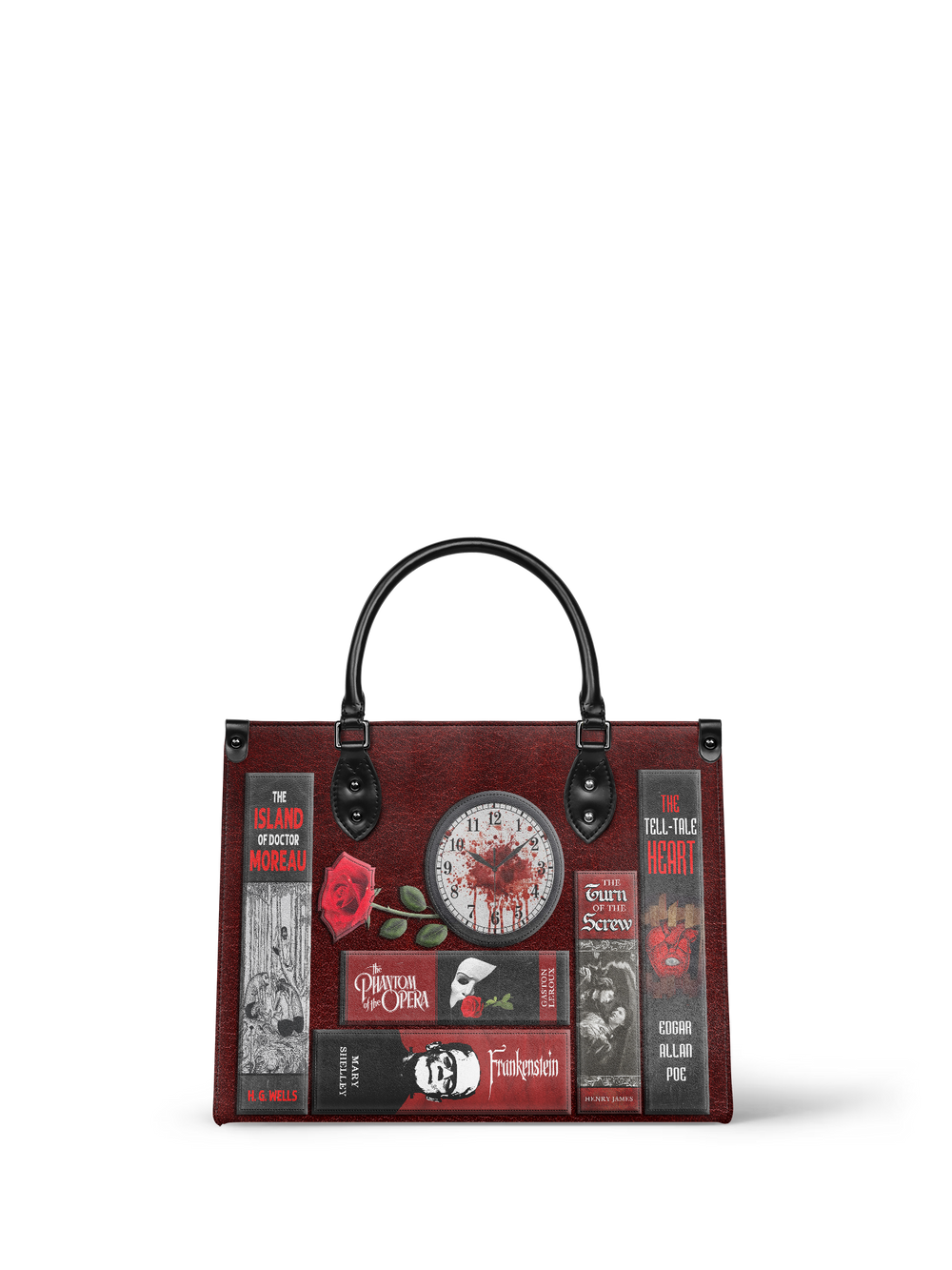 "The Crimson Codex" - Black Interior - Leather Handbag - Special Deal