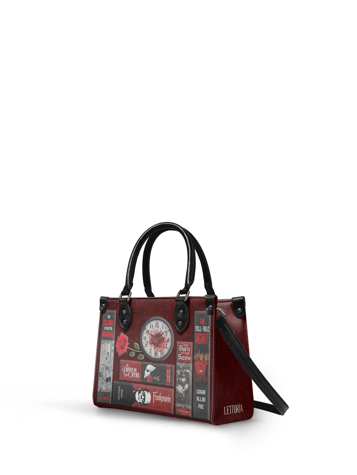 "The Crimson Codex" - Black Interior - Small Leather Handbag - FALL CLEARANCE DEAL
