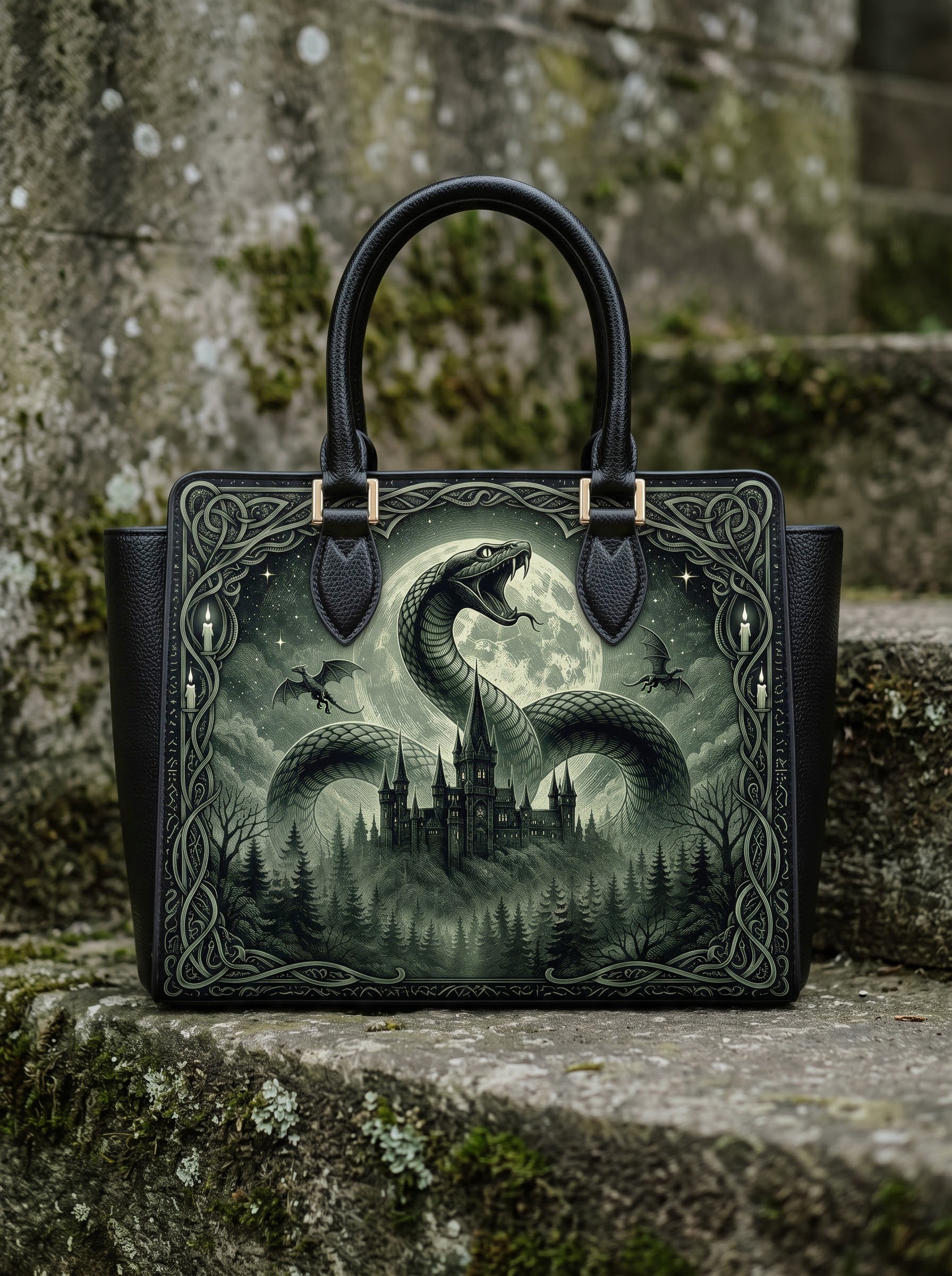 “The Cunning Serpent” Vesper Leather Handbag