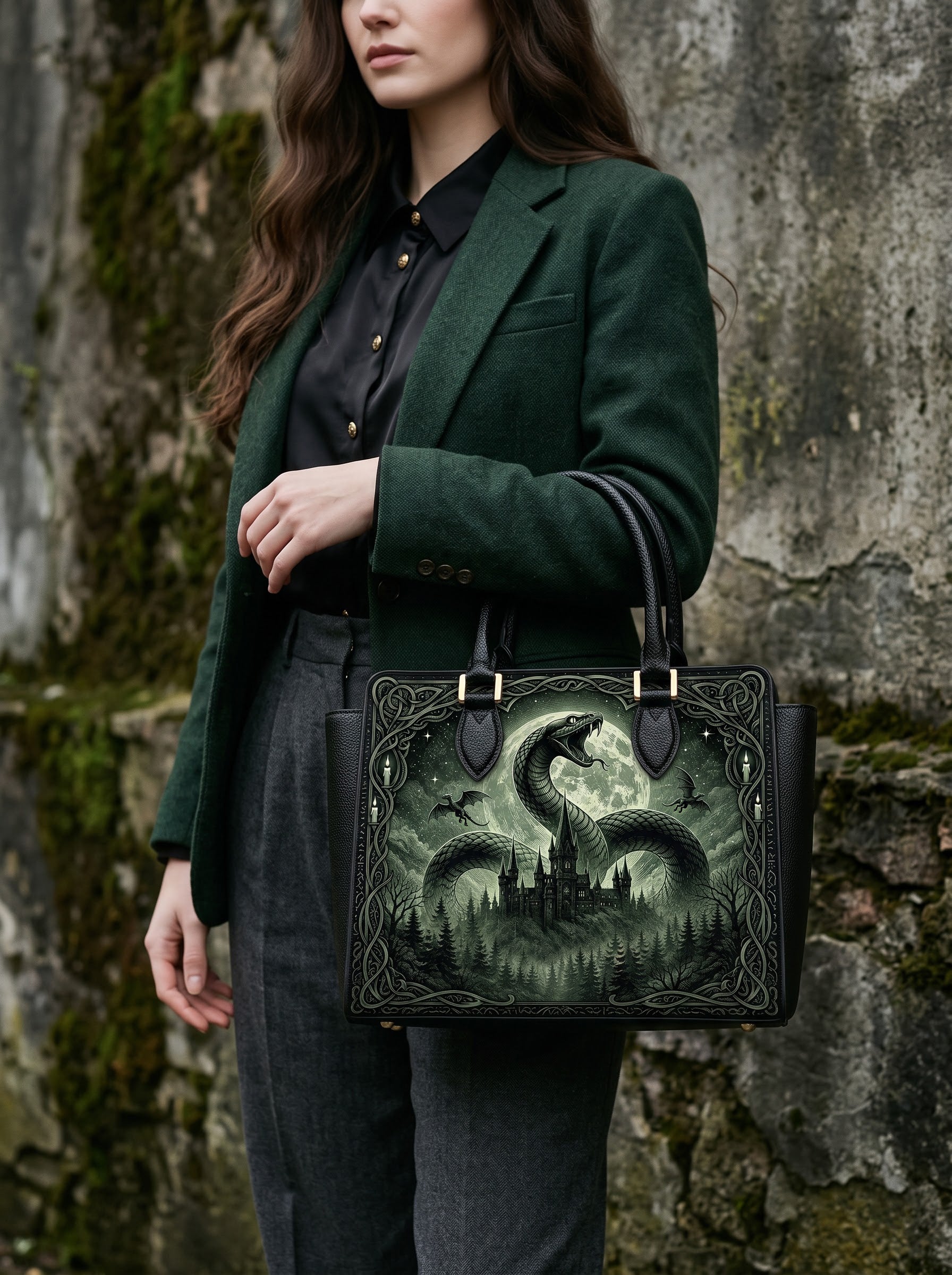 “The Cunning Serpent” Vesper Leather Handbag