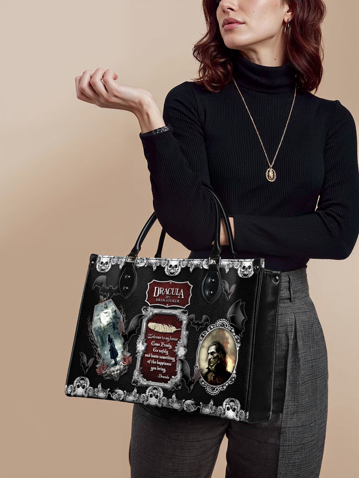 "The Dracula" - Red Interior - Leather Handbag