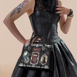 "The Dracula" - Black Interior - Small Leather Handbag Matching Set - CLEAROUT