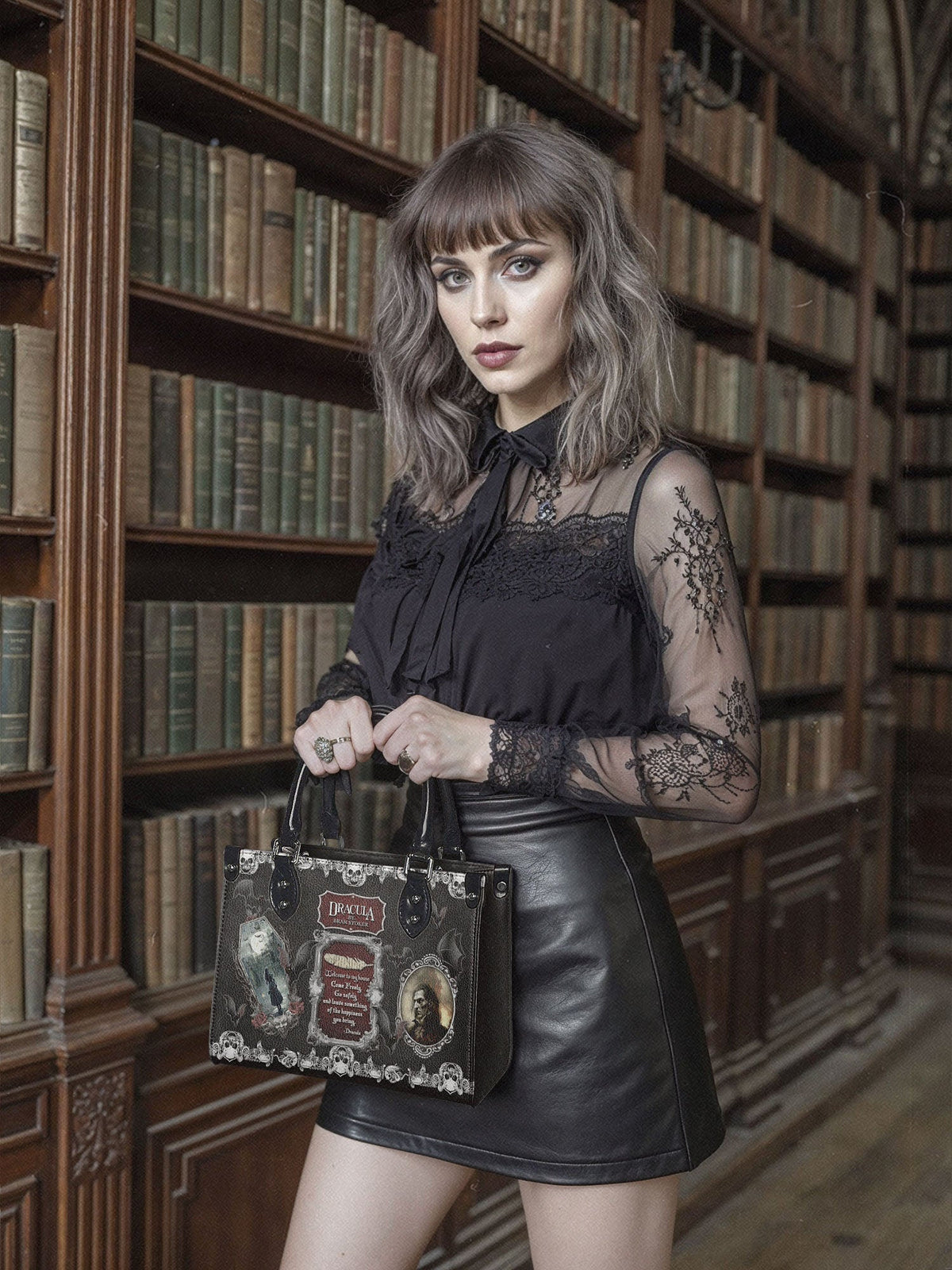 "The Dracula" - Black Interior - Small Leather Handbag - FALL CLEARANCE DEAL