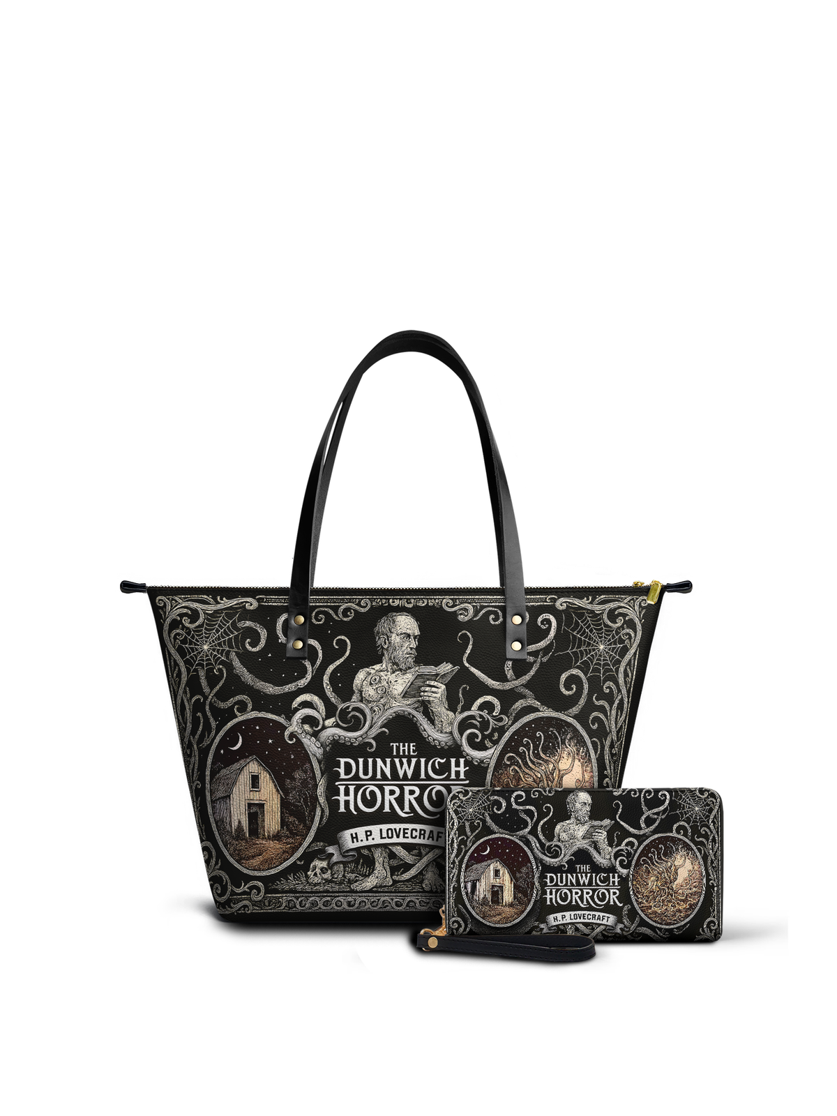 "The Dunwich Horror" Leather Tote Bag Matching Set - EVERMORE DEAL