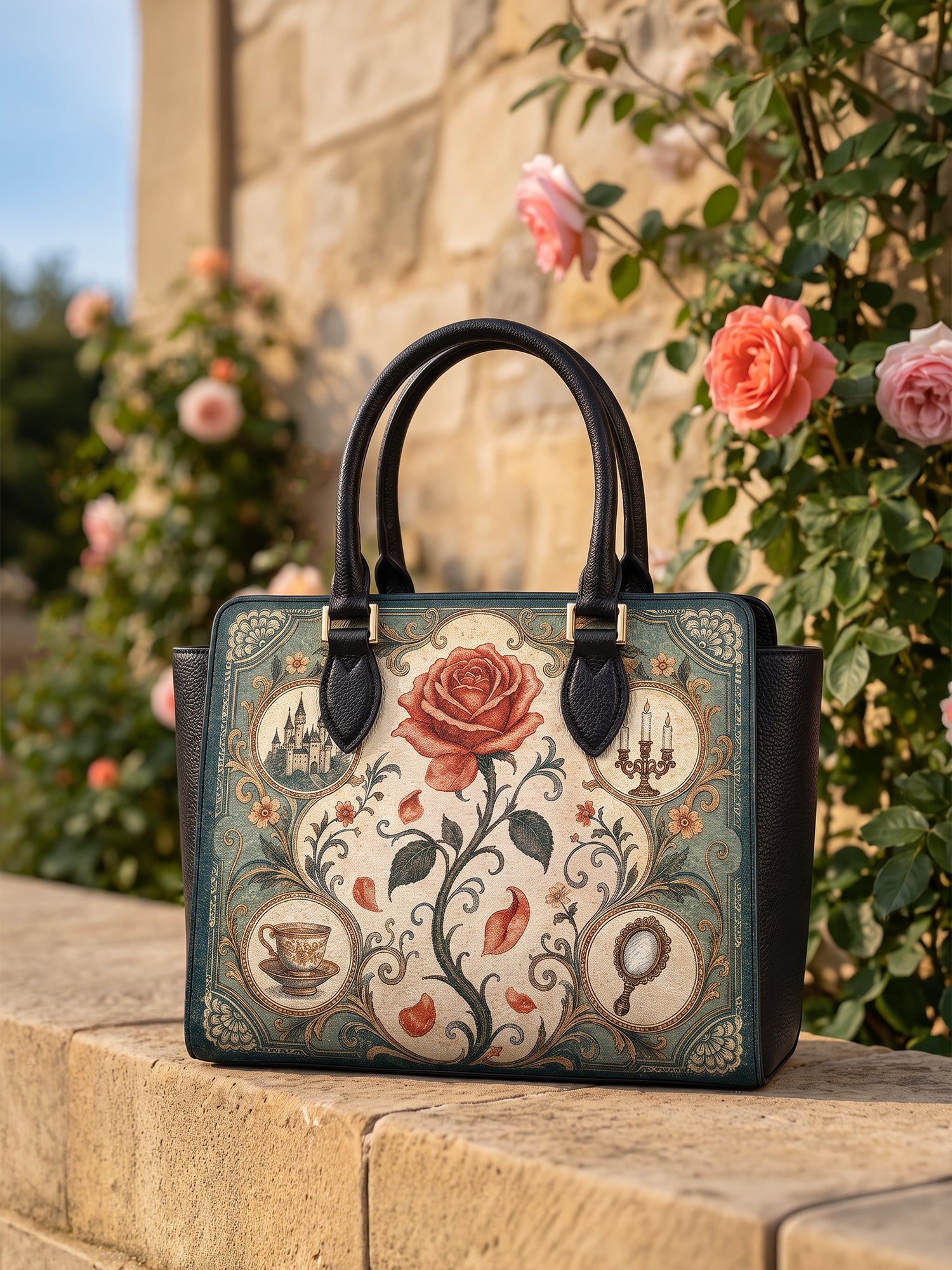“The Enchanted Rose” Vesper Leather Handbag