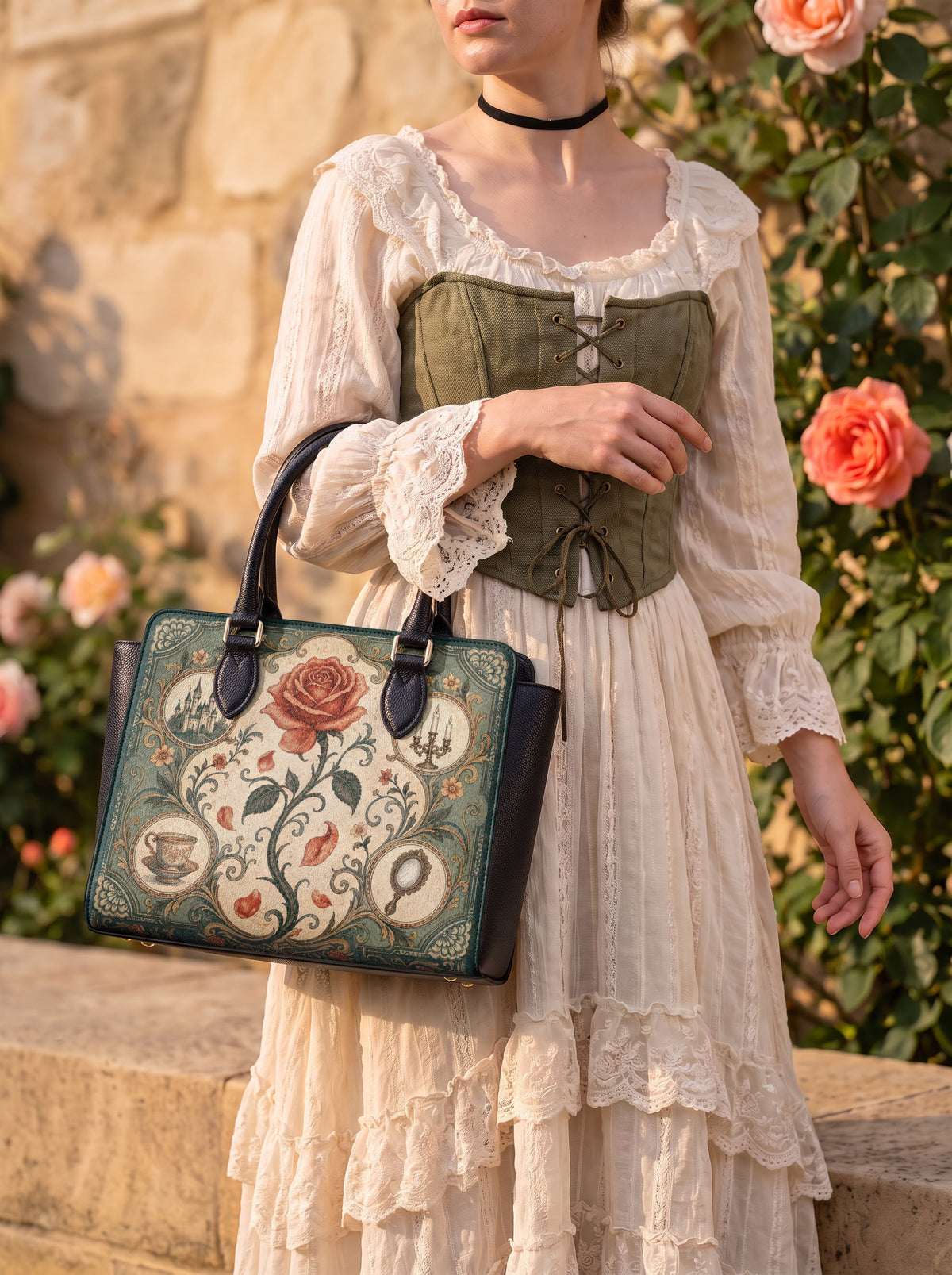“The Everlasting Rose” Vesper Leather Handbag