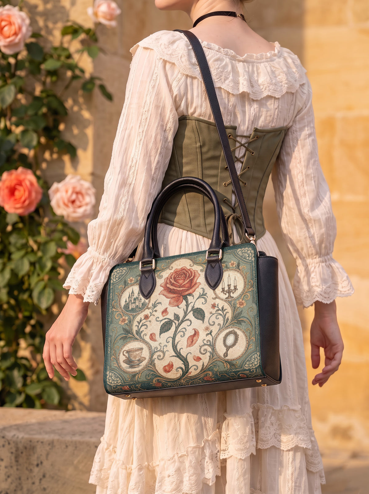 “The Everlasting Rose” Vesper Leather Handbag