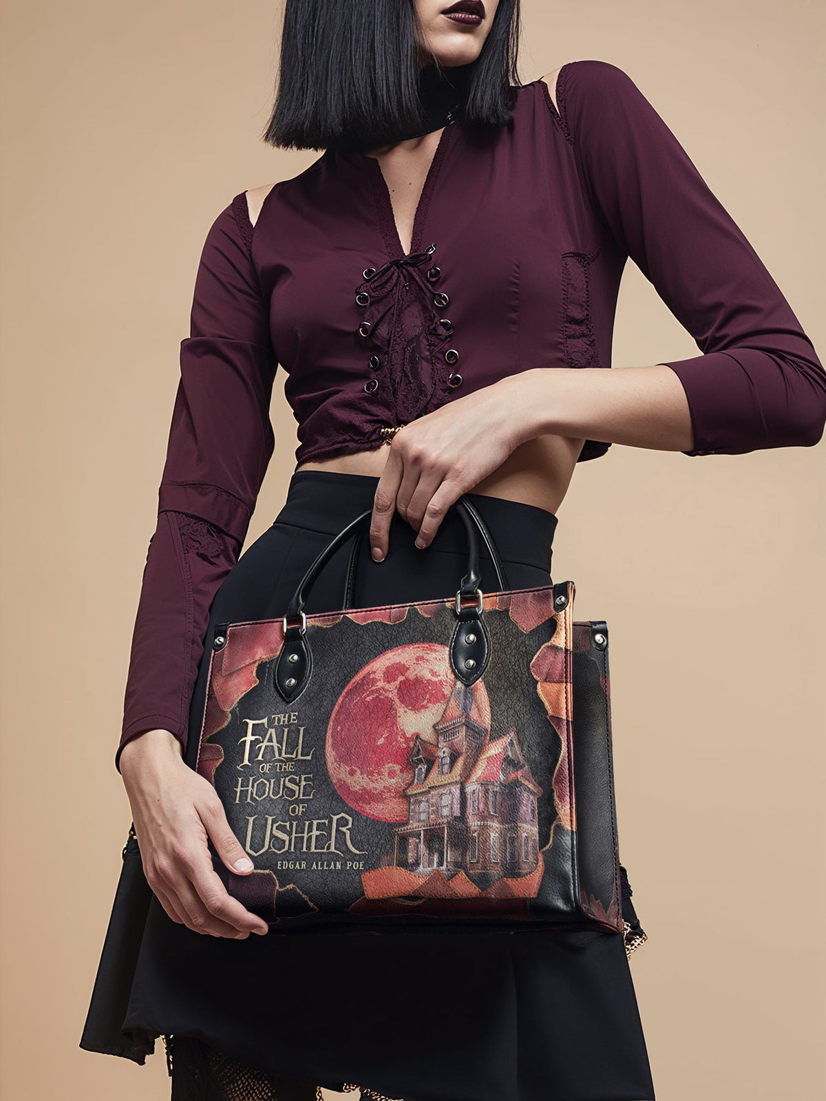 "The Fall Of The House Of Usher" - Black Interior - Leather Handbag - FALL DEAL