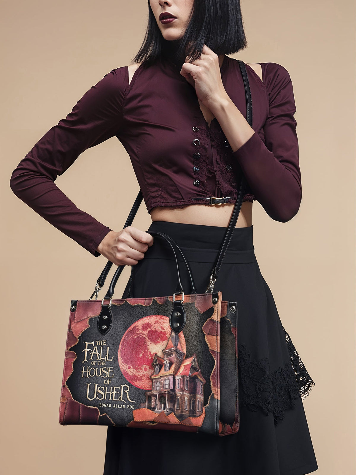 "The Fall Of The House Of Usher" - Black Interior - Leather Handbag - FALL DEAL